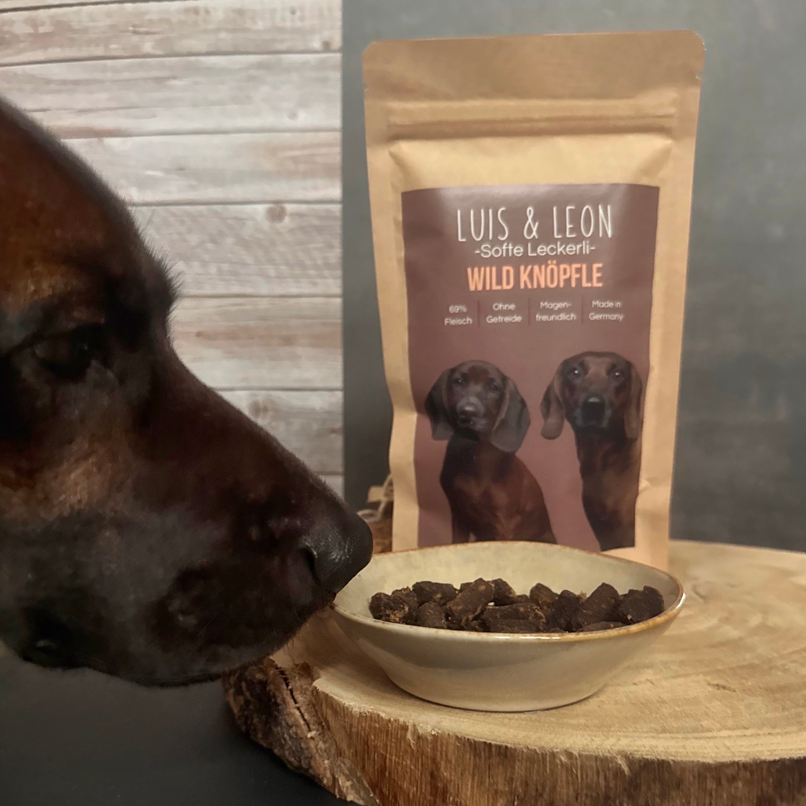 Weiche Hundeleckerli mit 69% Wildfleisch - LUIS & LEON Wild Knöpfle