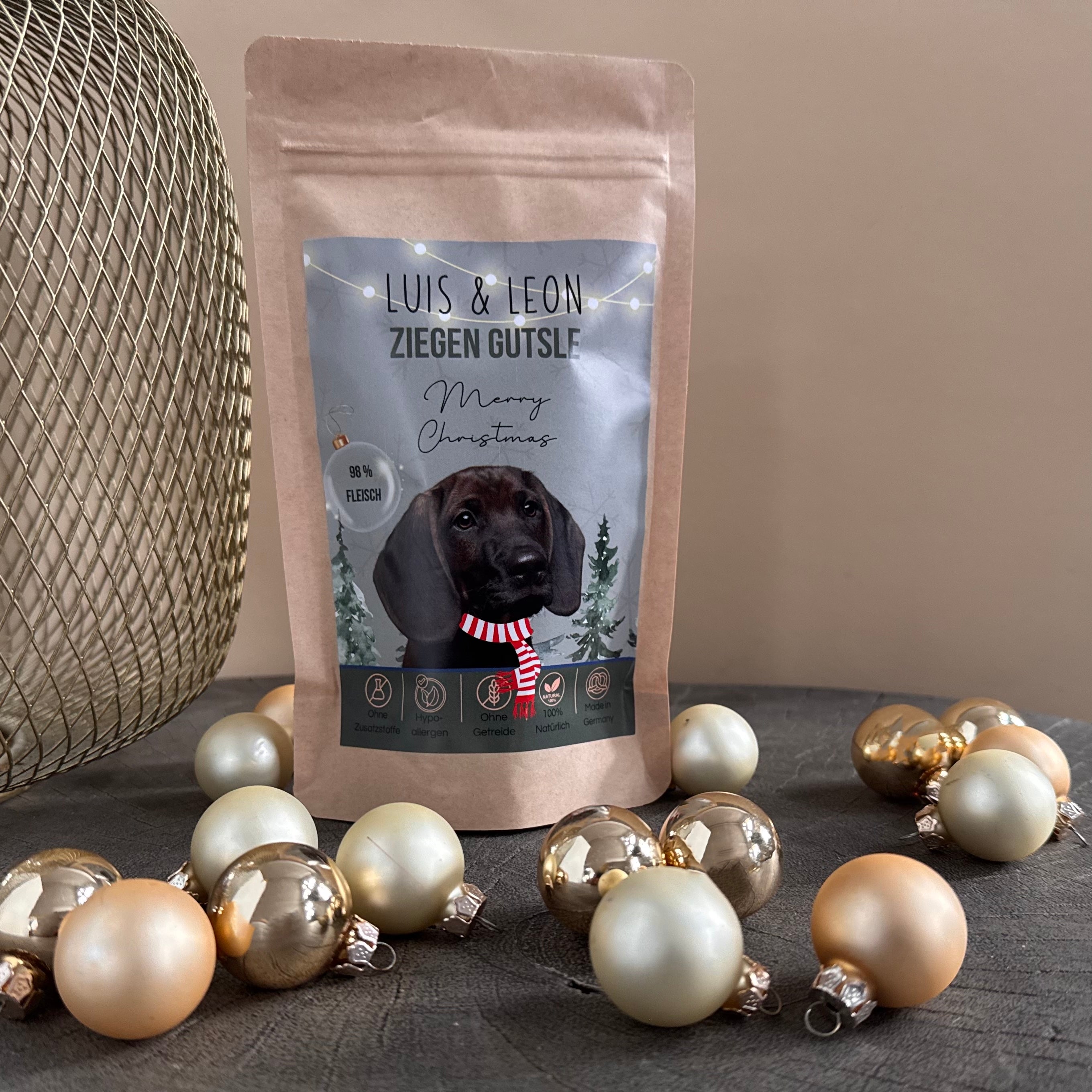LUIS & LEON Ziegen Gutsle - Weihnachtliche Hundeleckerli 98% Fleisch