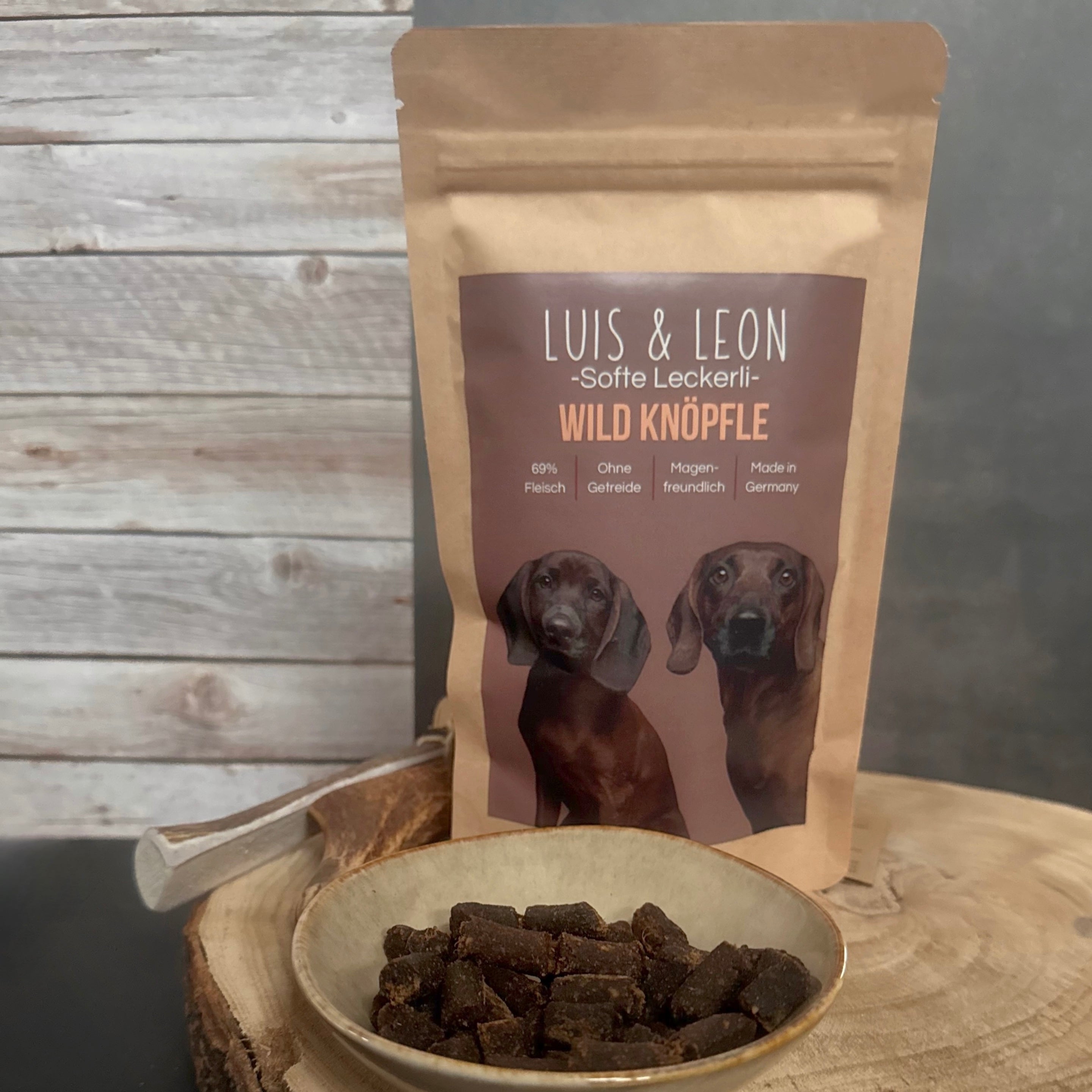 Weiche Hundeleckerli mit 69% Wildfleisch - LUIS & LEON Wild Knöpfle