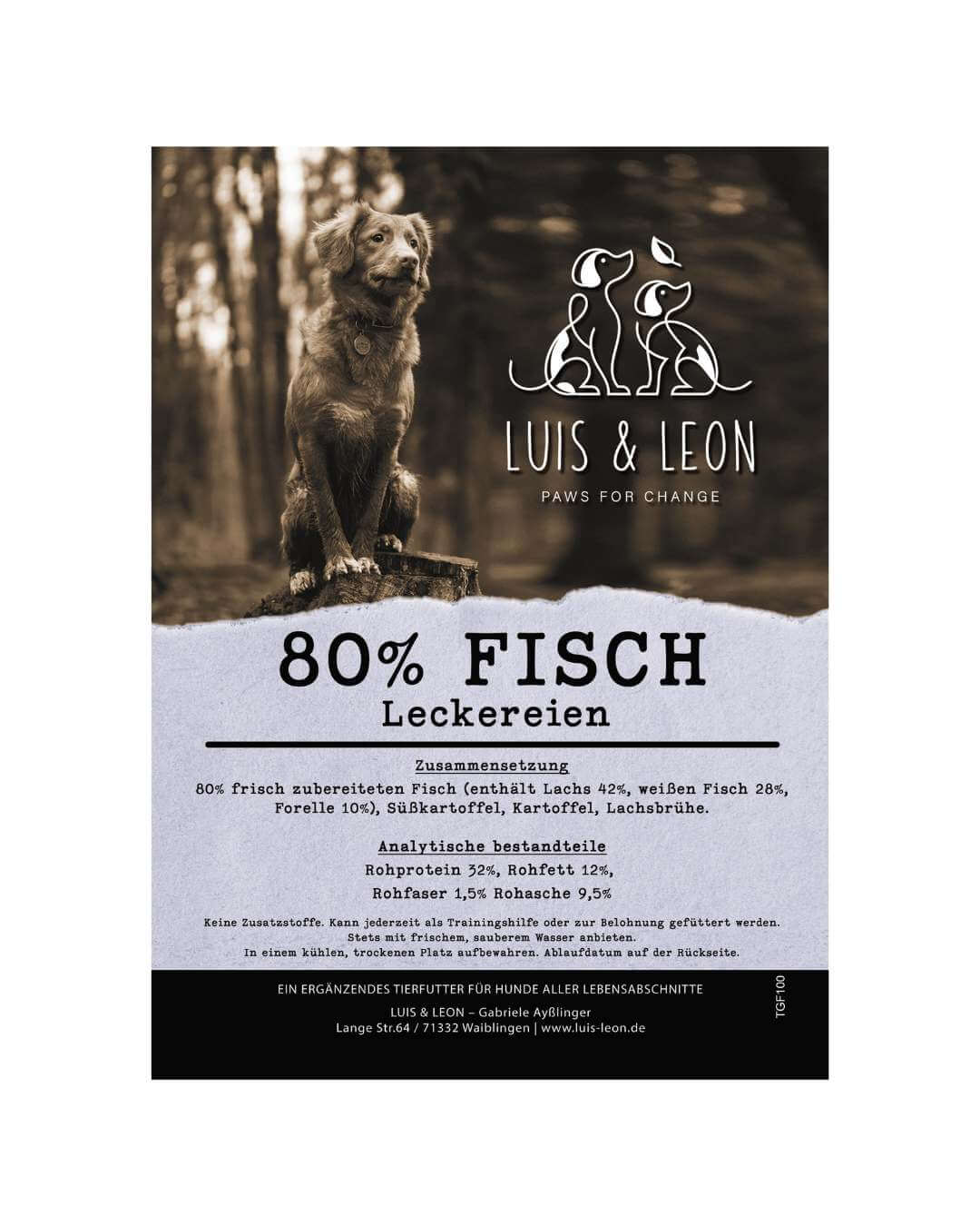 LUIS & LEON 80% Fisch Leckereien - Getreidefrei, Hypoallergen - LUIS & LEON