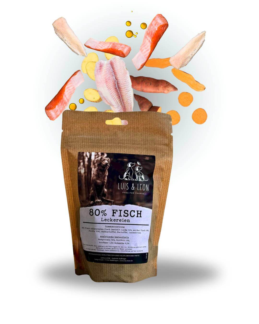 LUIS & LEON 80% Fisch Leckereien - Getreidefrei, Hypoallergen - LUIS & LEON