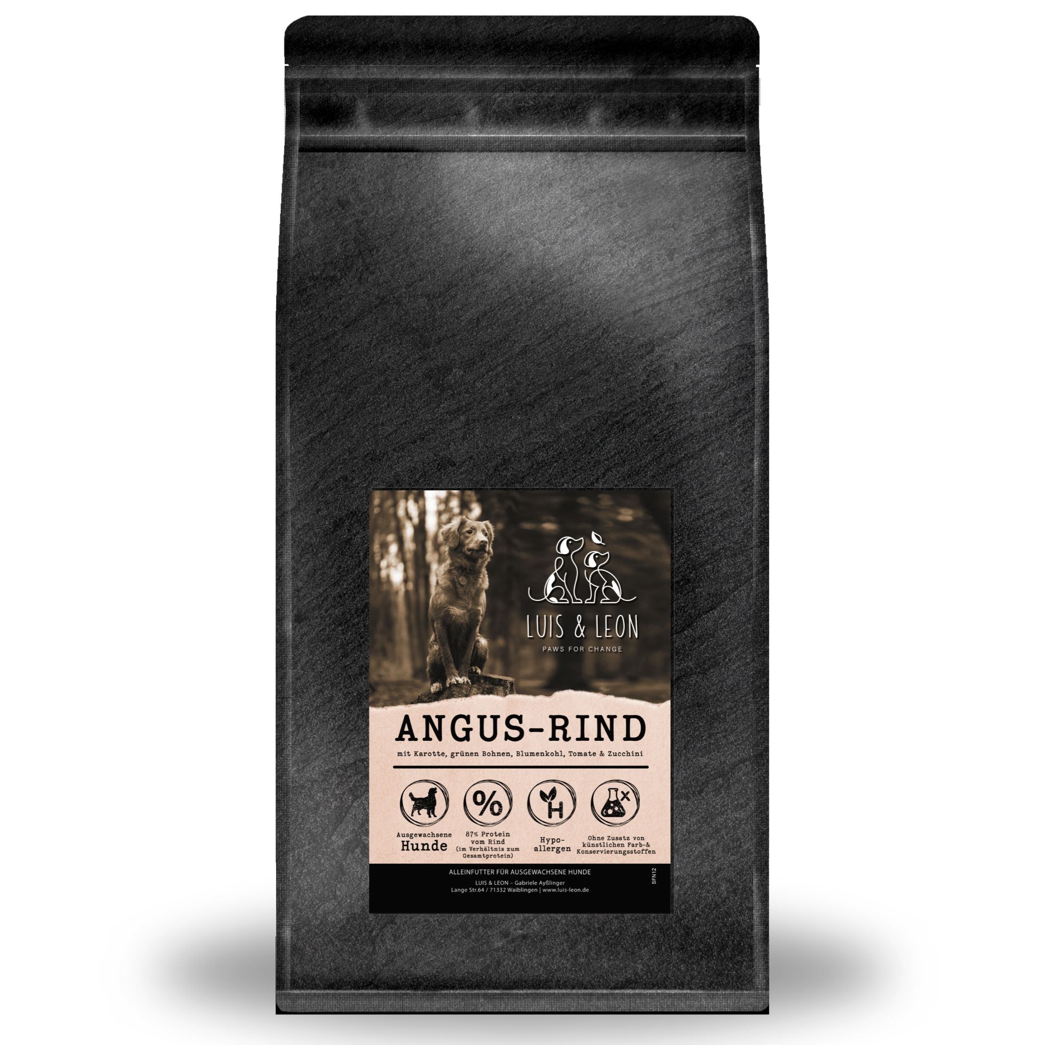 LUIS & LEON Angus Rind - Trockenfutter, 65% Fleisch, Getreidefrei - LUIS & LEON