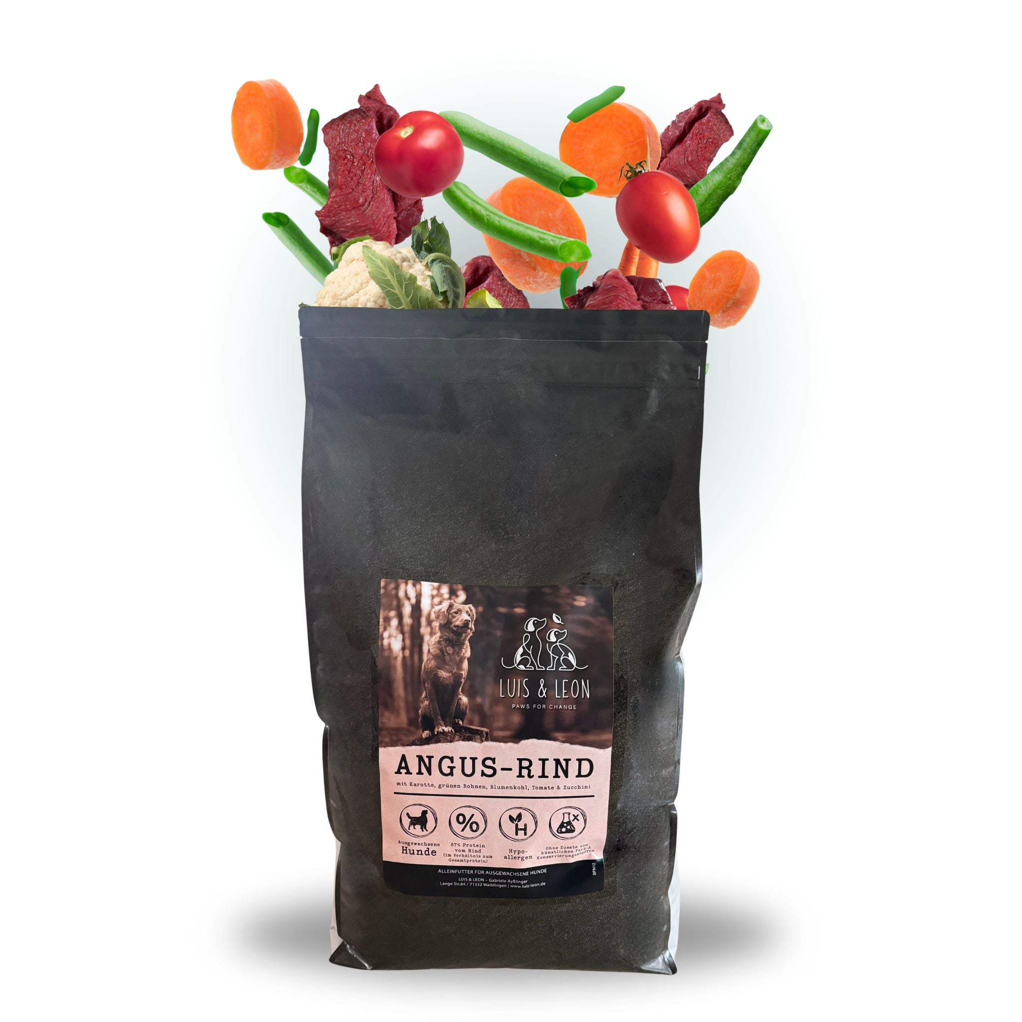 LUIS & LEON Angus Rind - Trockenfutter, 65% Fleisch, Getreidefrei - LUIS & LEON