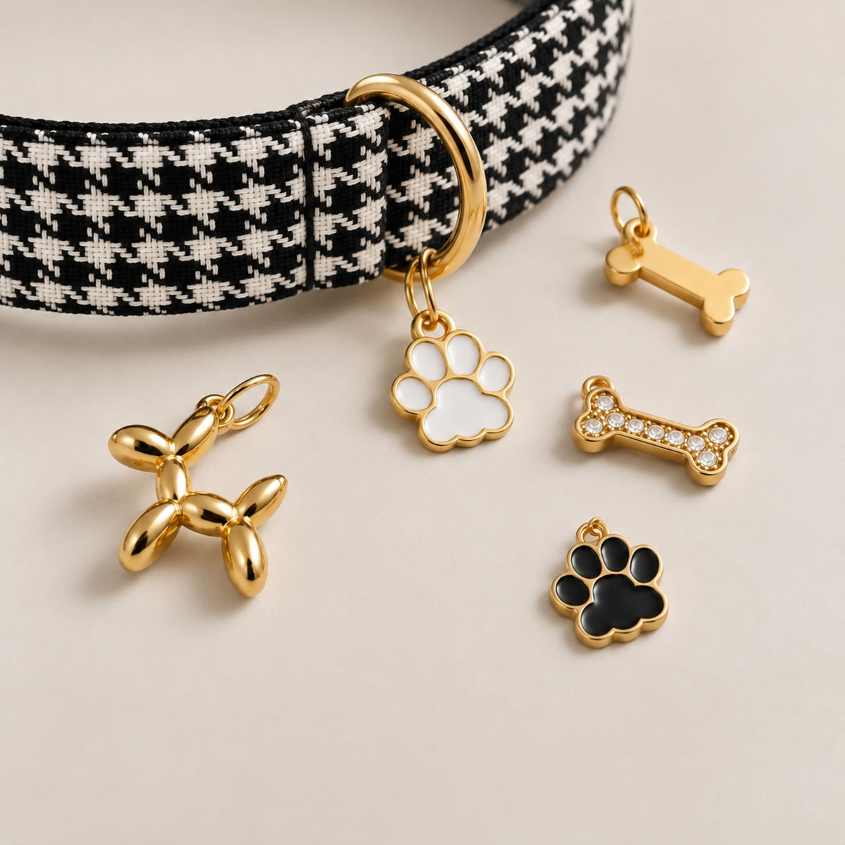 Personalisiertes Hundehalsband Karo – Gold