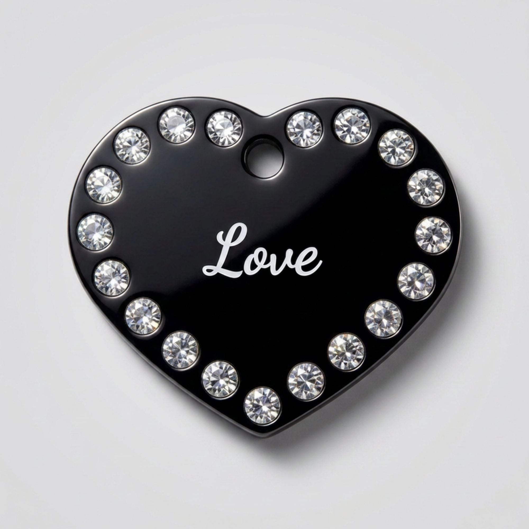 Personalisierte Hundemarke Aluminium Herz – Strass - LUIS & LEON