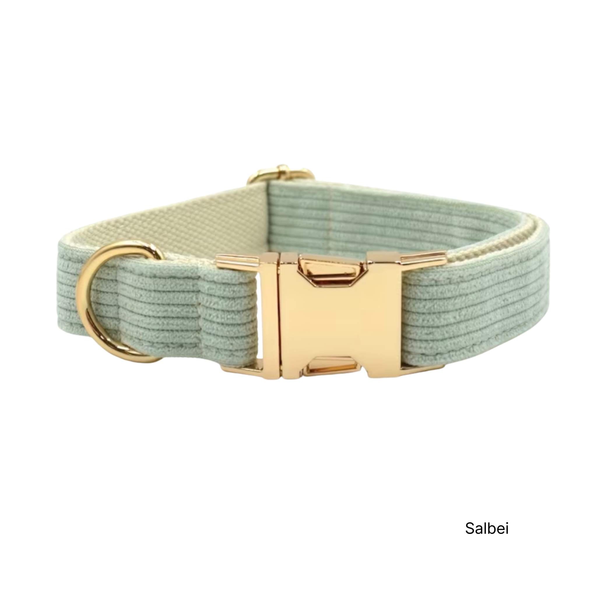 LUIS & LEON Personalisiertes Hundehalsband mit Name – Kordsamt & Gold