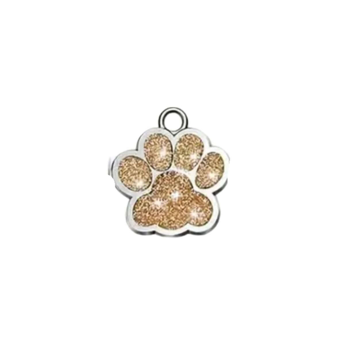 Glitzernde Hundemarke in Pfotenform Edelstahl – Silber, gravierbar mit Wunschtext & Motiv