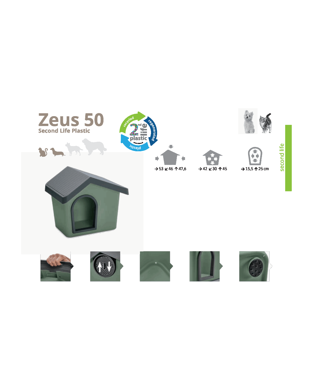 IMAC Zeus 50 Second Life Plastic - Hundehütte, recycelter Kunstoff - LUIS & LEON
