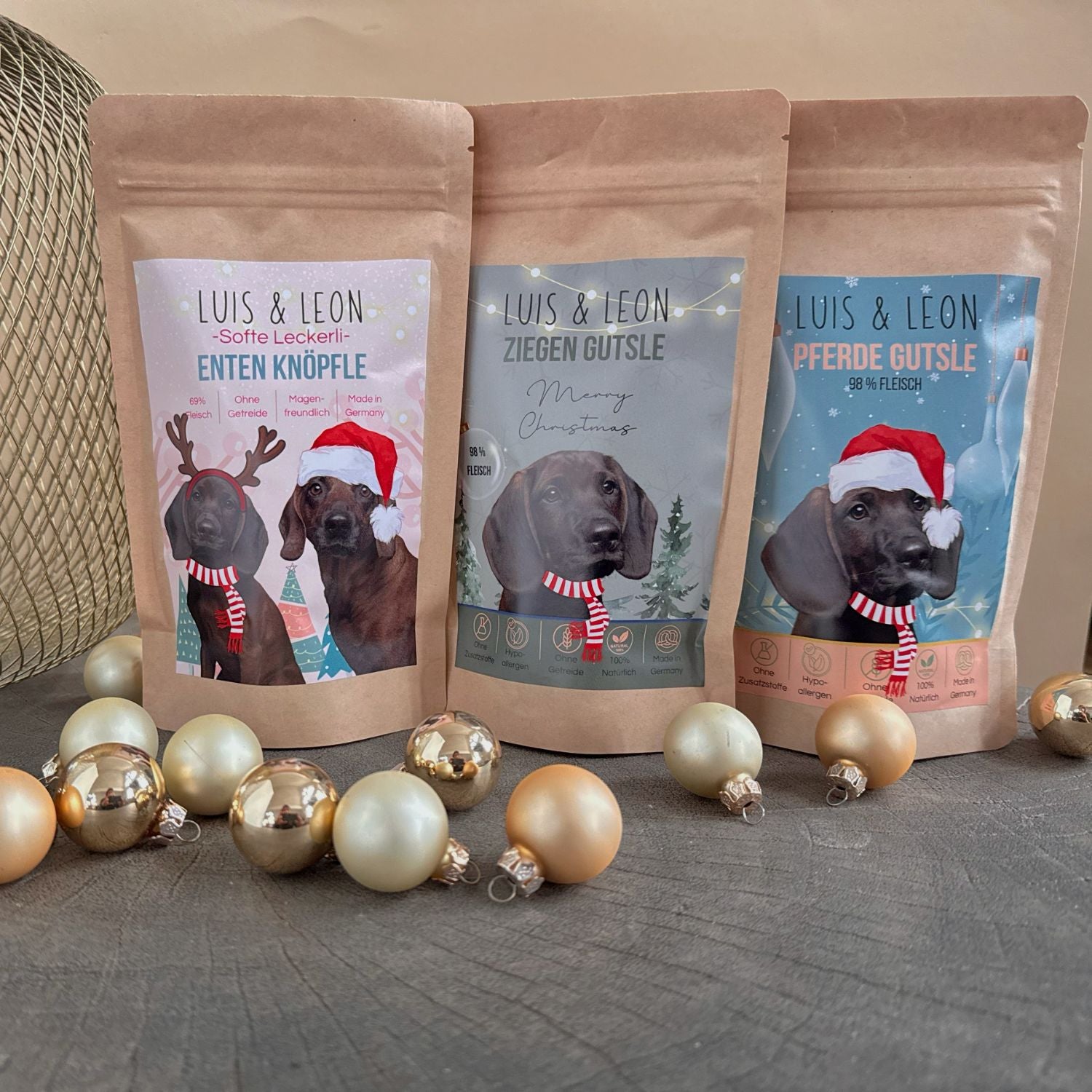 LUIS & LEON Weihnachts-Bundle – 3 Sorten festliche Hundeleckerli