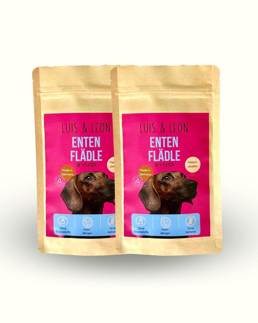 Fleischstreifen für Hunde Enten Flädle LUIS & LEON - 98% Fleisch, Getreidefrei - LUIS & LEON