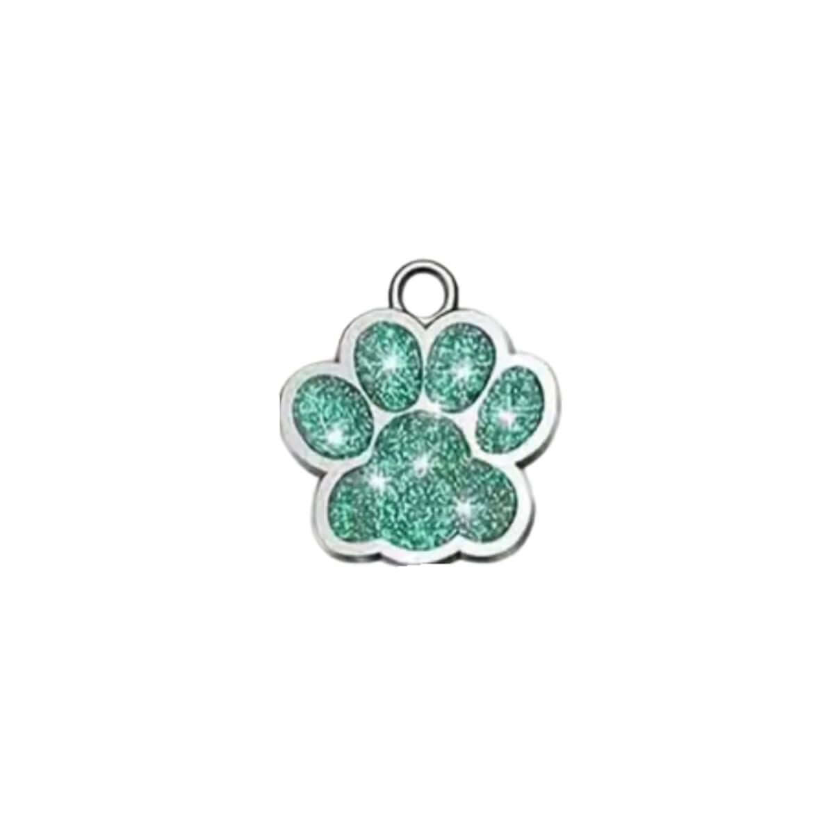 Glitzernde Hundemarke Edelstahl in Pfotenform – Silber, gravierbar mit Wunschtext & Motiv - LUIS & LEON