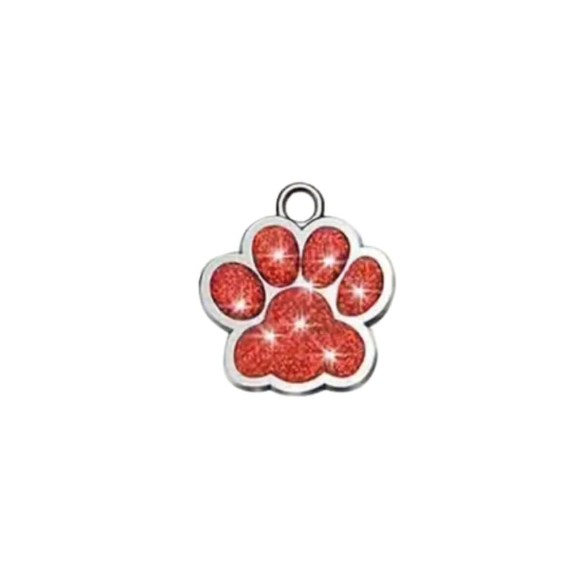 Glitzernde Hundemarke Edelstahl in Pfotenform – Silber, gravierbar mit Wunschtext & Motiv - LUIS & LEON