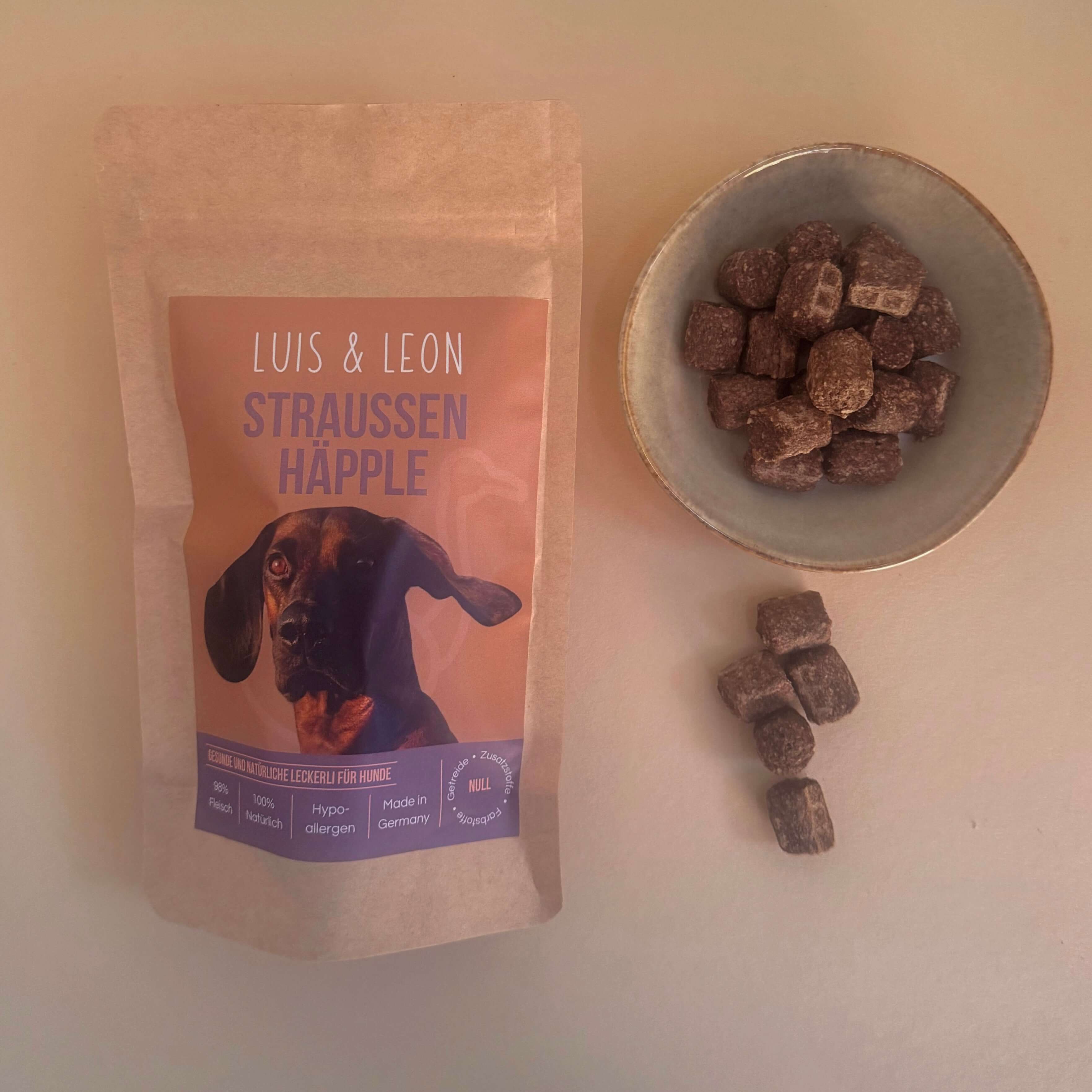 Große Hundeleckerli LUIS & LEON Straußen Häpple – Hypoallergen - LUIS & LEON
