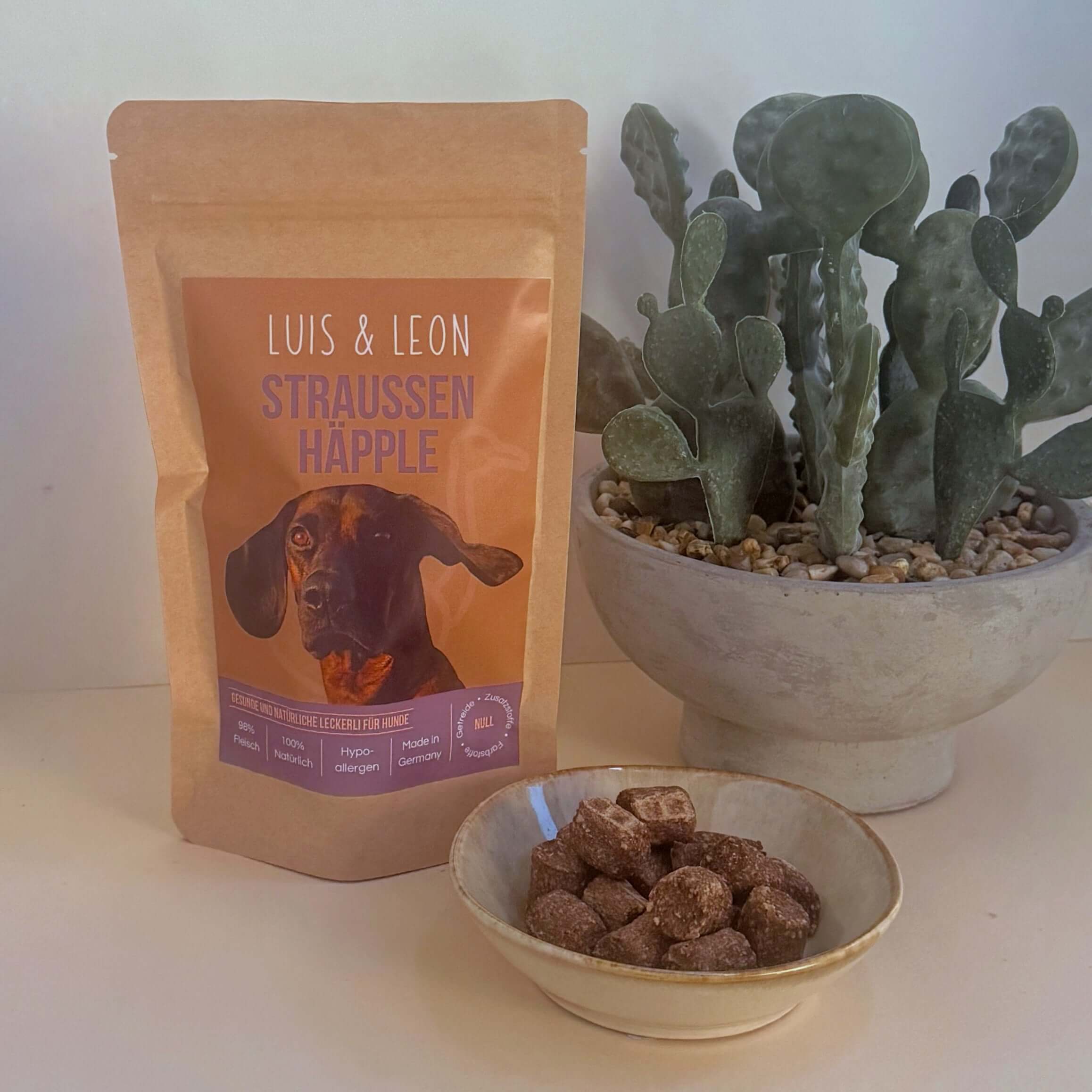 Große Hundeleckerli LUIS & LEON Straußen Häpple – Hypoallergen - LUIS & LEON
