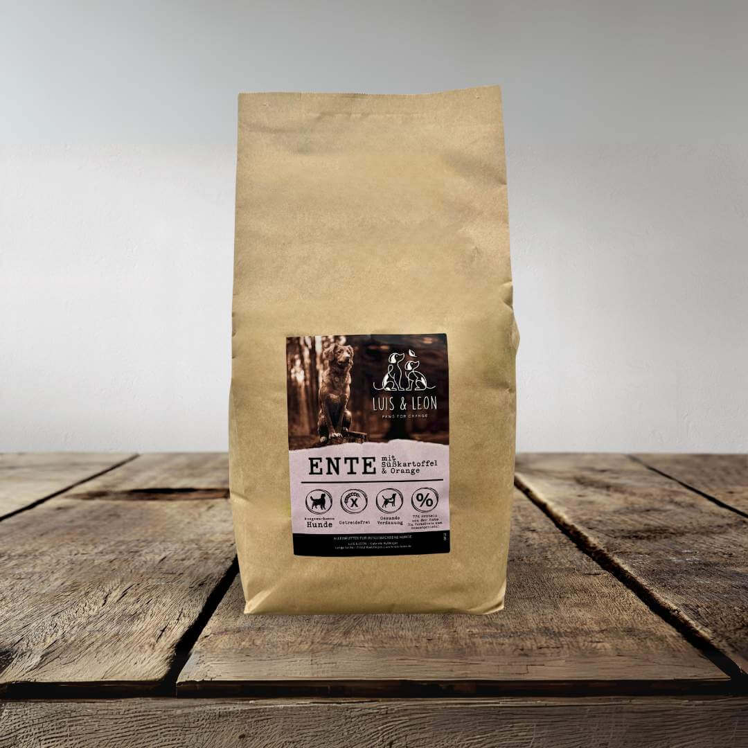 Hunde Trockenfutter Ente mit Süßkartoffel & Orange - LUIS & LEON, Getreidefrei - LUIS & LEON