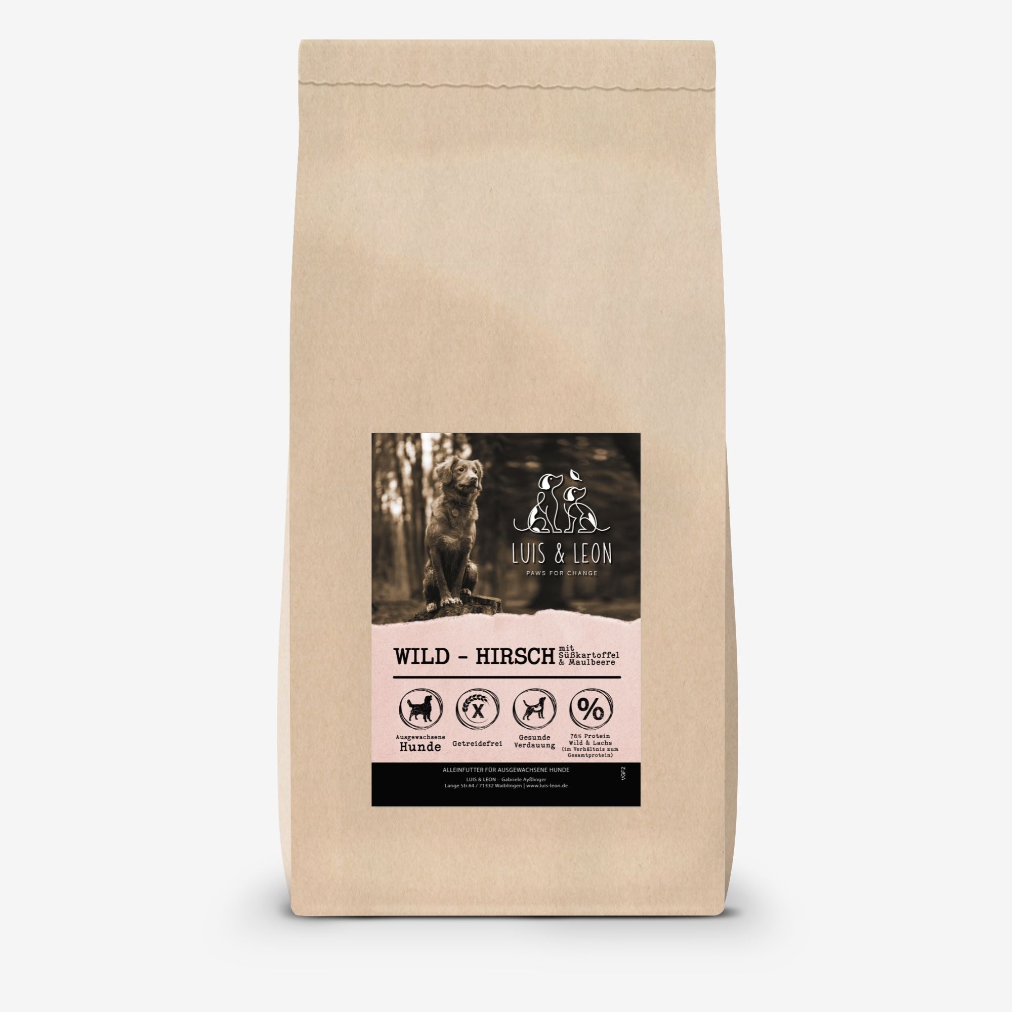 Hundefutter Wild-Hirsch – Trockenfutter Klassik - LUIS & LEON