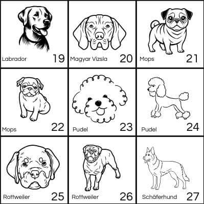 Hundemarke Edelstahl rund – personalisierbar mit Hunderassen - Motiv – beidseitig gravierbar – Größe M & L - LUIS & LEON