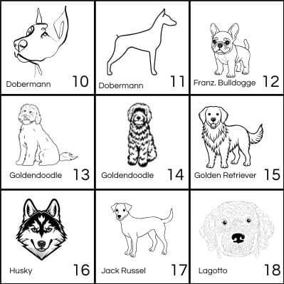 Hundemarke Edelstahl rund – personalisierbar mit Hunderassen - Motiv – beidseitig gravierbar – Größe M & L - LUIS & LEON