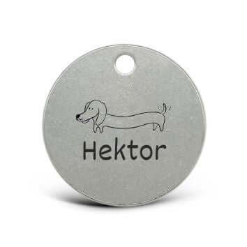 Hundemarke Edelstahl rund – personalisierbar mit Hunderassen - Motiv – beidseitig gravierbar – Größe M & L - LUIS & LEON