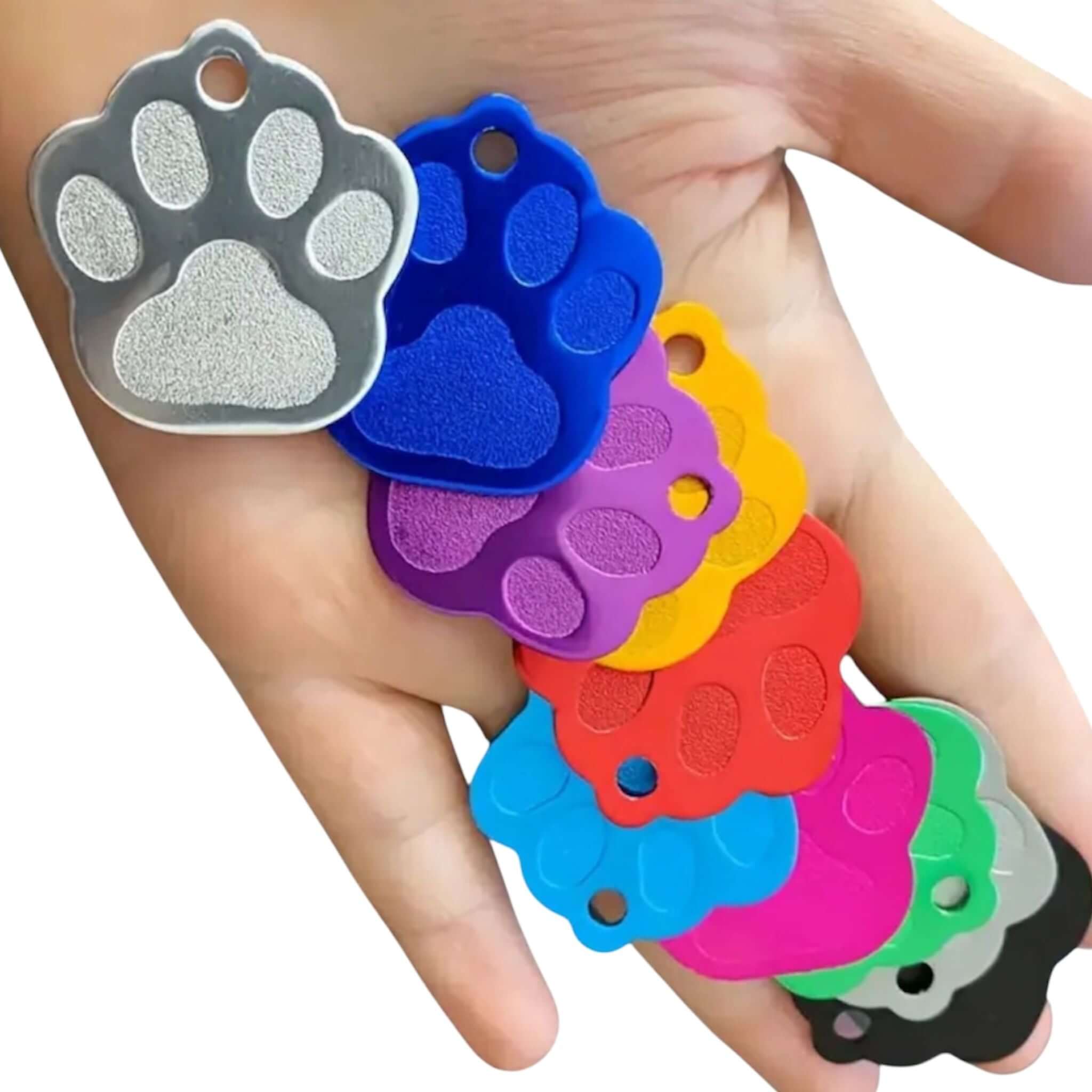 LUIS & LEON Hundemarke in Pfotenform mit Motiv - Aluminium – gravierbar mit Wunschtext - LUIS & LEON