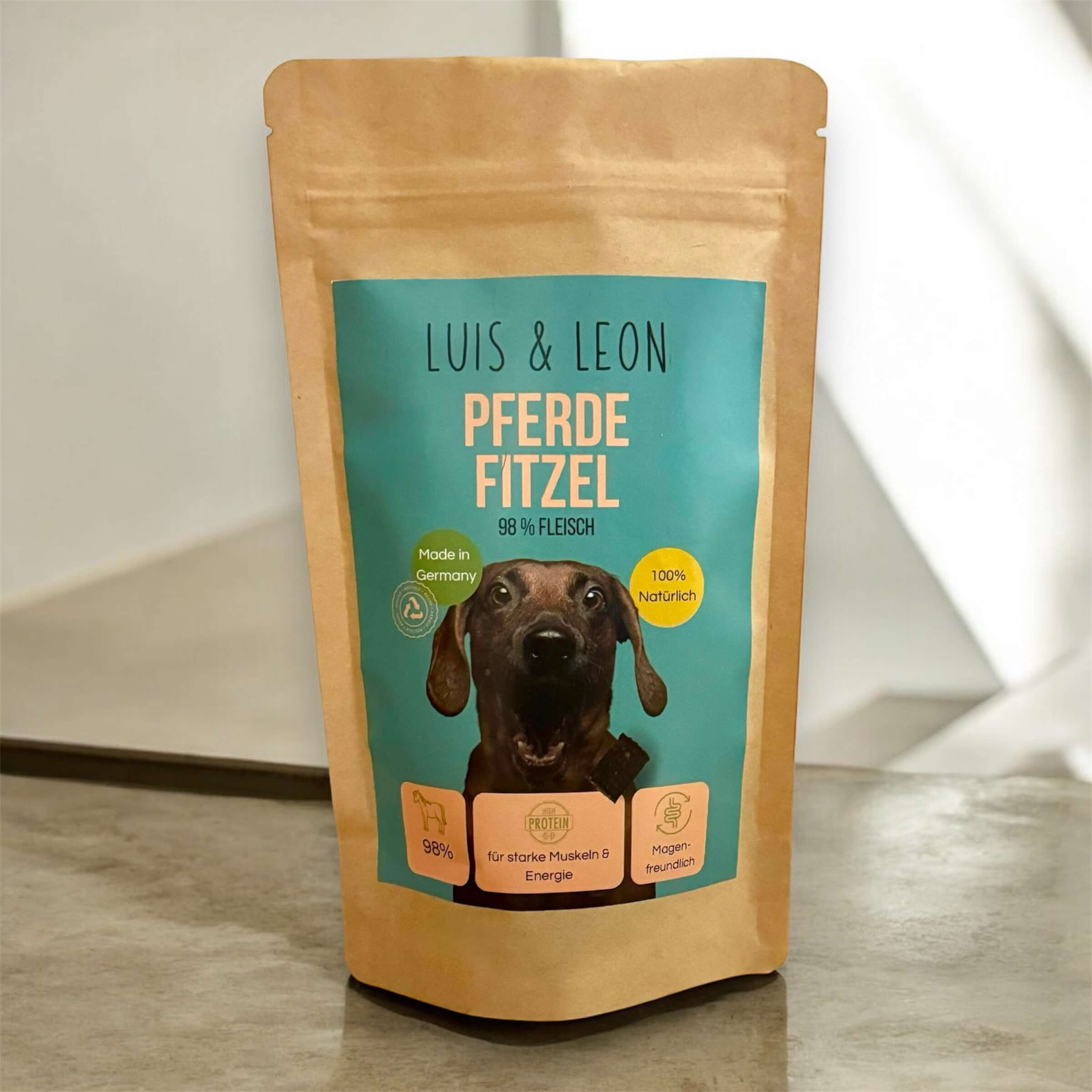 LUIS & LEON Pferde Fitzel – Natürliche Hundeleckerli, Getreidefrei, 98% Fleisch - LUIS & LEON