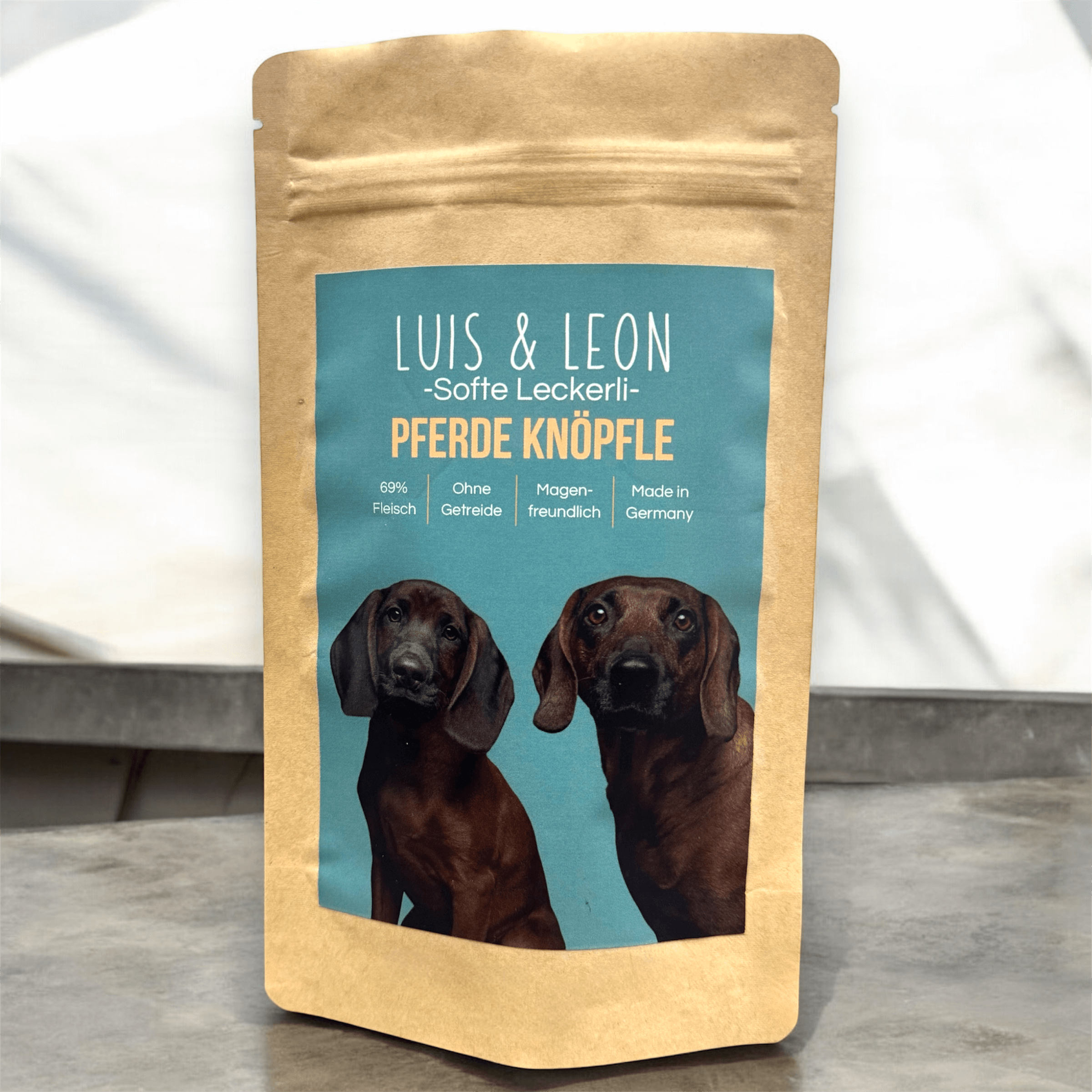 LUIS & LEON Pferde Knöpfle – weiche Hundeleckerli, Hypoallergen, 69% Fleisch - LUIS & LEON