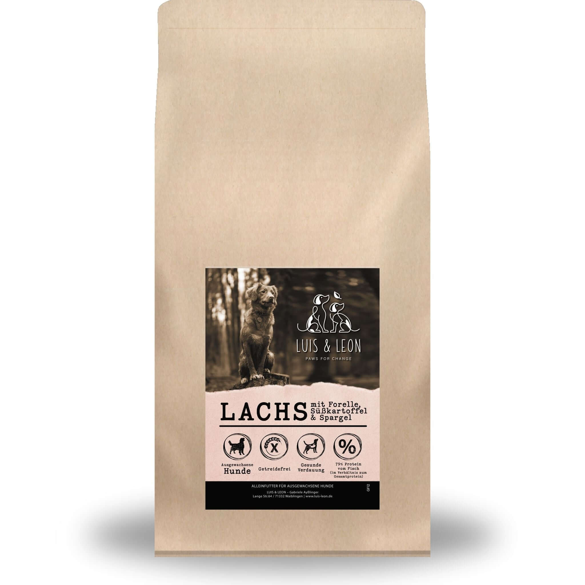 LUIS & LEON Lachs mit Forelle – Trockenfutter, 50 % Fleisch, getreidefrei - LUIS & LEON