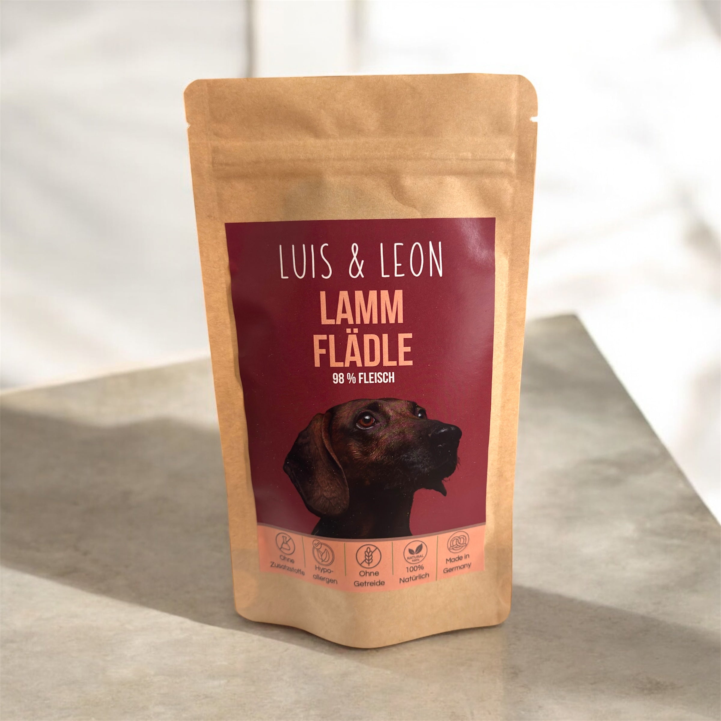 LUIS & LEON Lamm Flädle - 98% Fleisch, Zarte Fleischstreifen für Hunde - LUIS & LEON