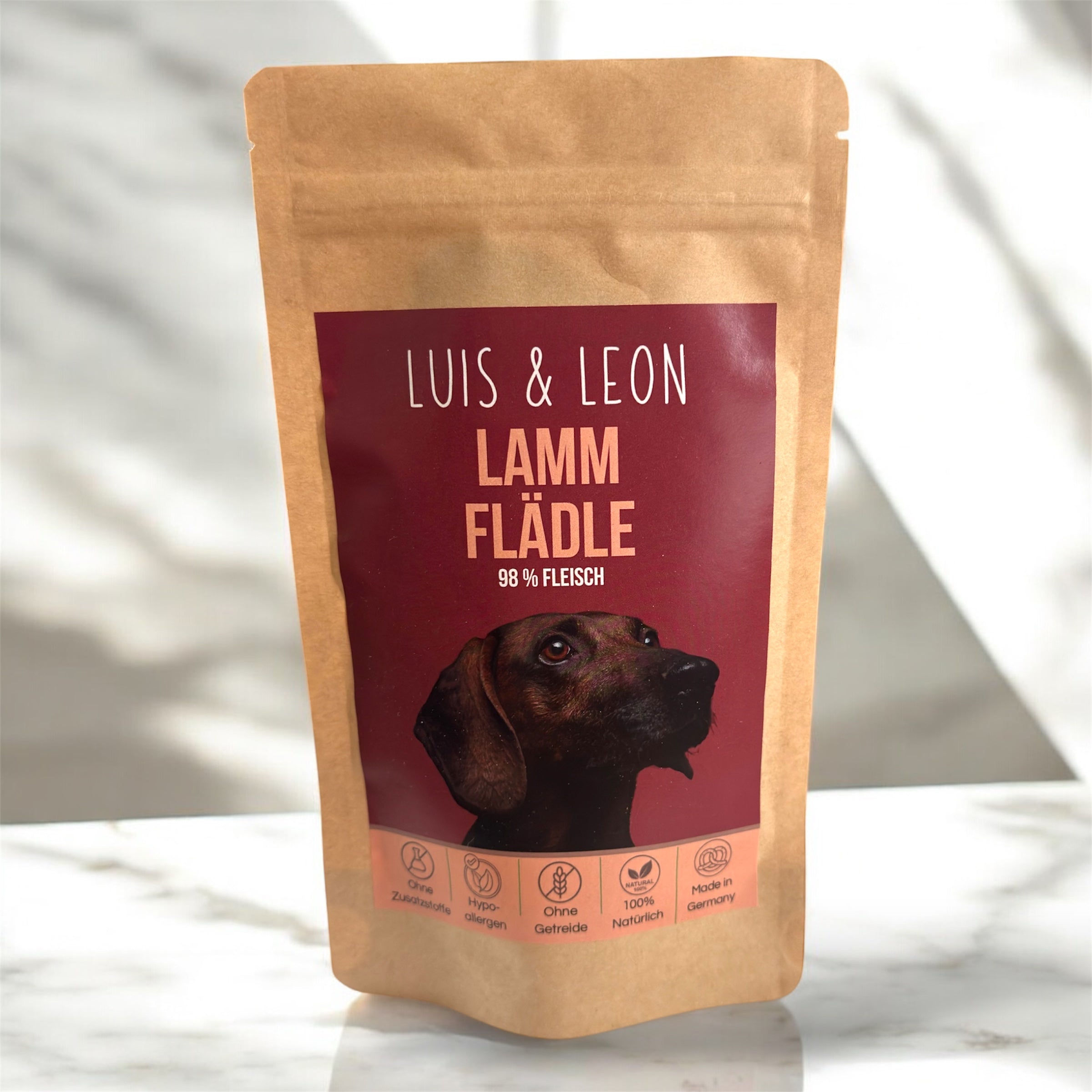 LUIS & LEON Lamm Flädle - 98% Fleisch, Zarte Fleischstreifen für Hunde - LUIS & LEON