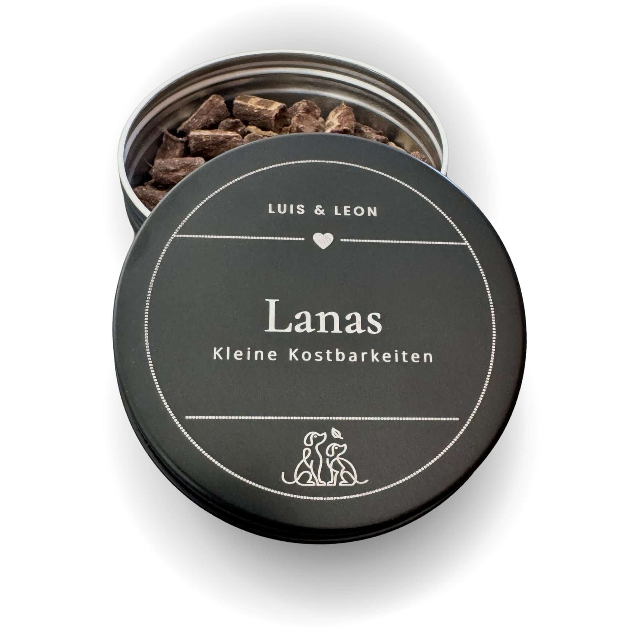 LUIS & LEON Leckerlidose aus Aluminium – schwarz, personalisierbar mit Namen - LUIS & LEON