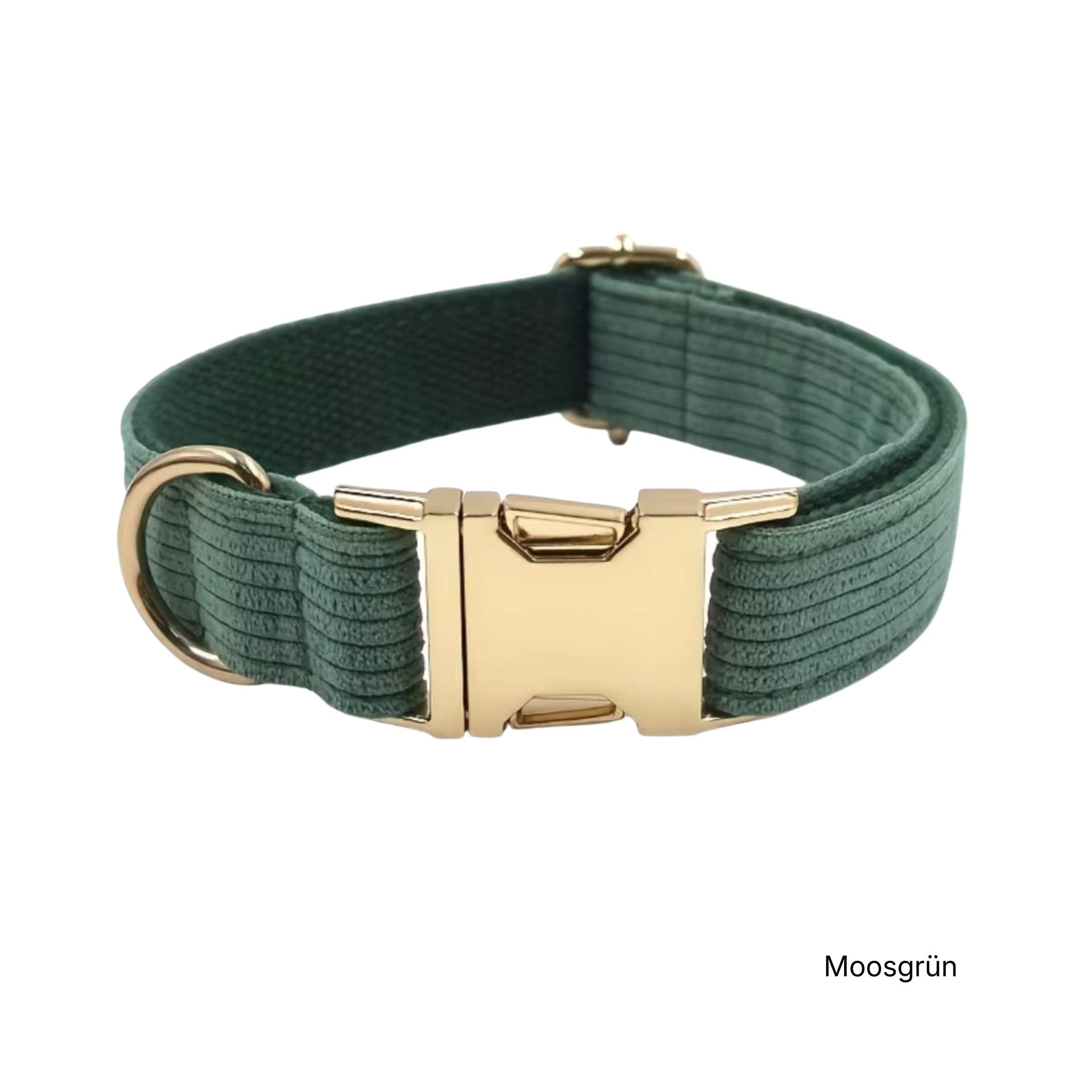LUIS & LEON Personalisiertes Hundehalsband mit Name – Kordsamt & Gold - LUIS & LEON