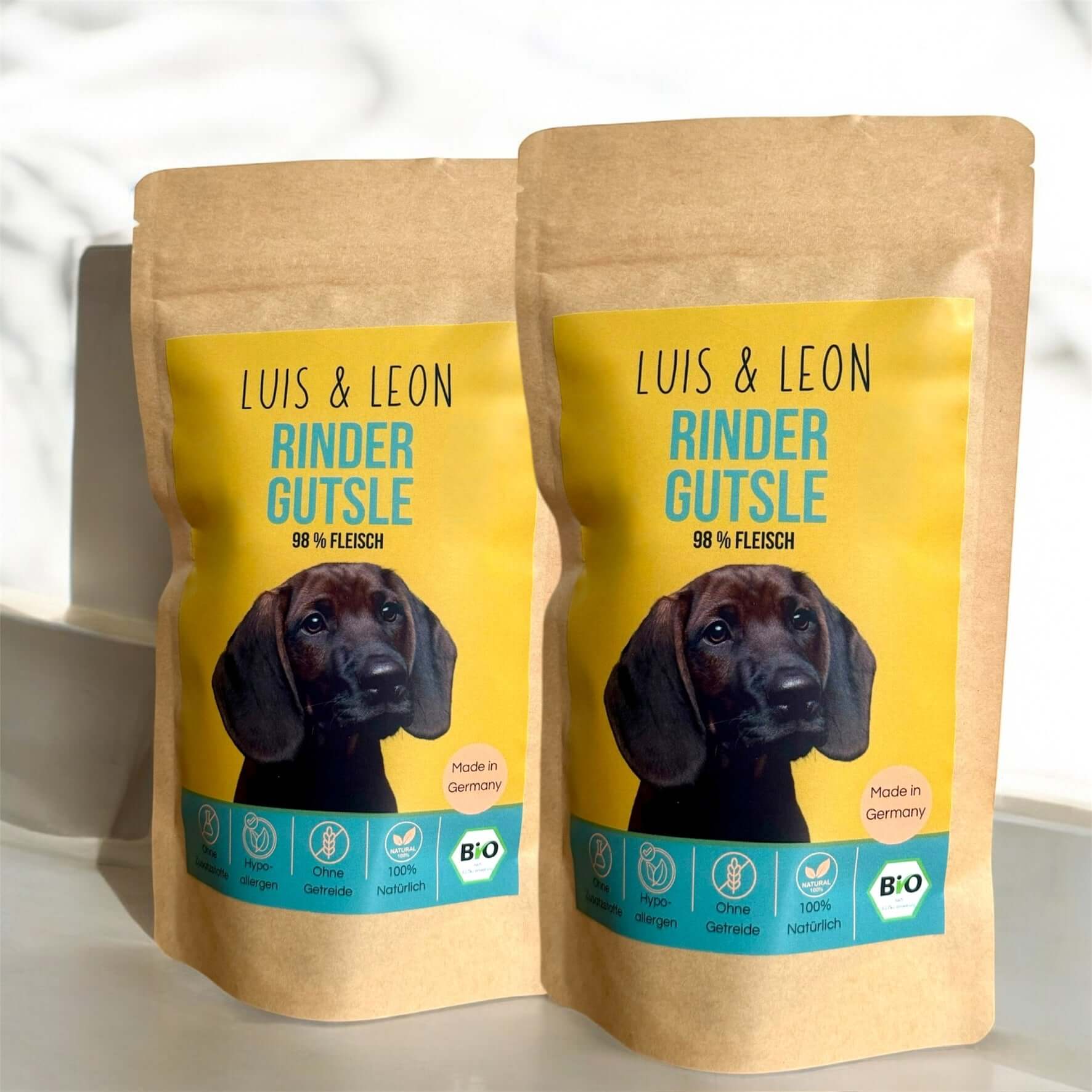 LUIS & LEON Rinder Gutsle – 98% Fleisch, Bio Hundeleckerli - LUIS & LEON