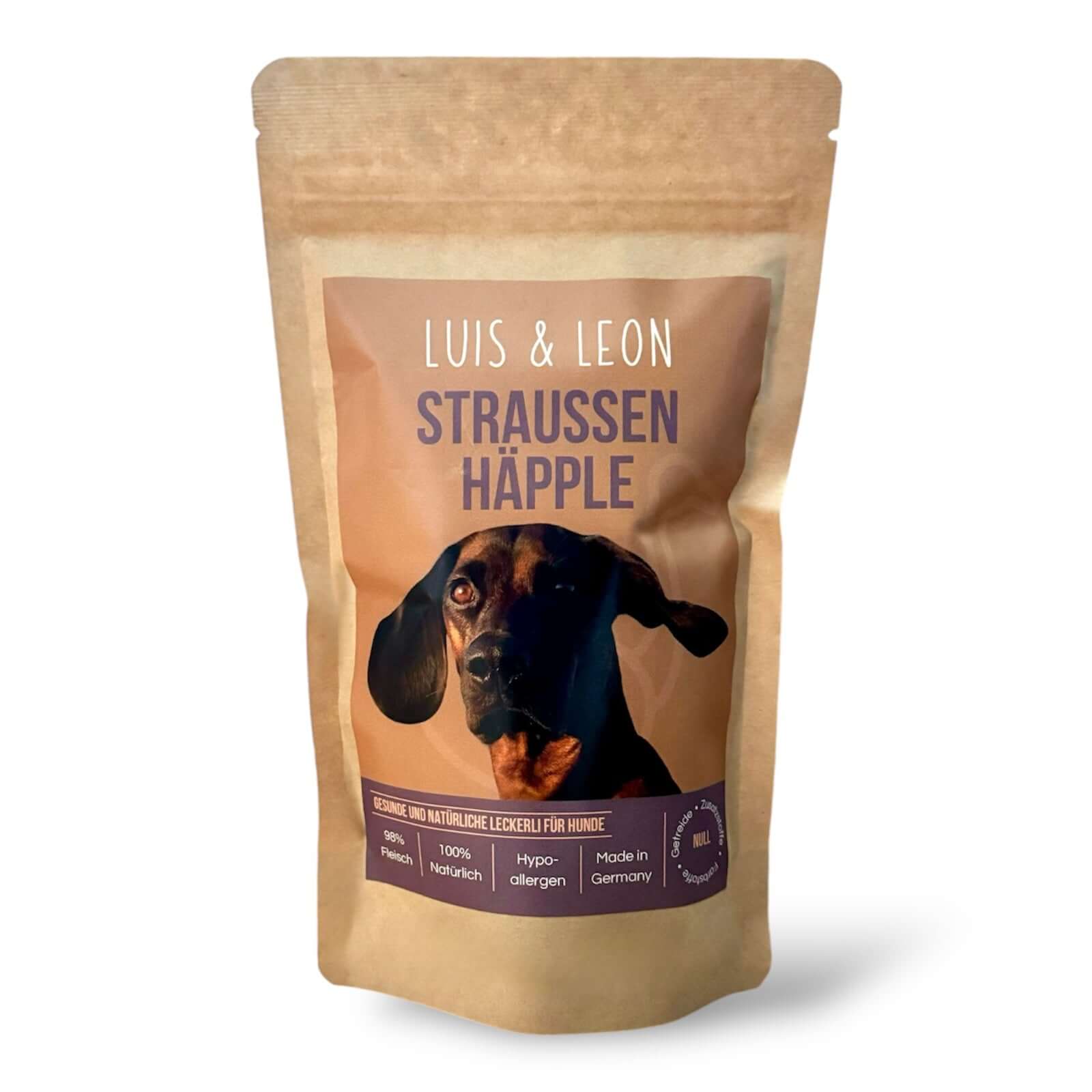 LUIS & LEON Straußen Häpple – Große Leckerli, Hypoallergen, 98% Fleisch - LUIS & LEON