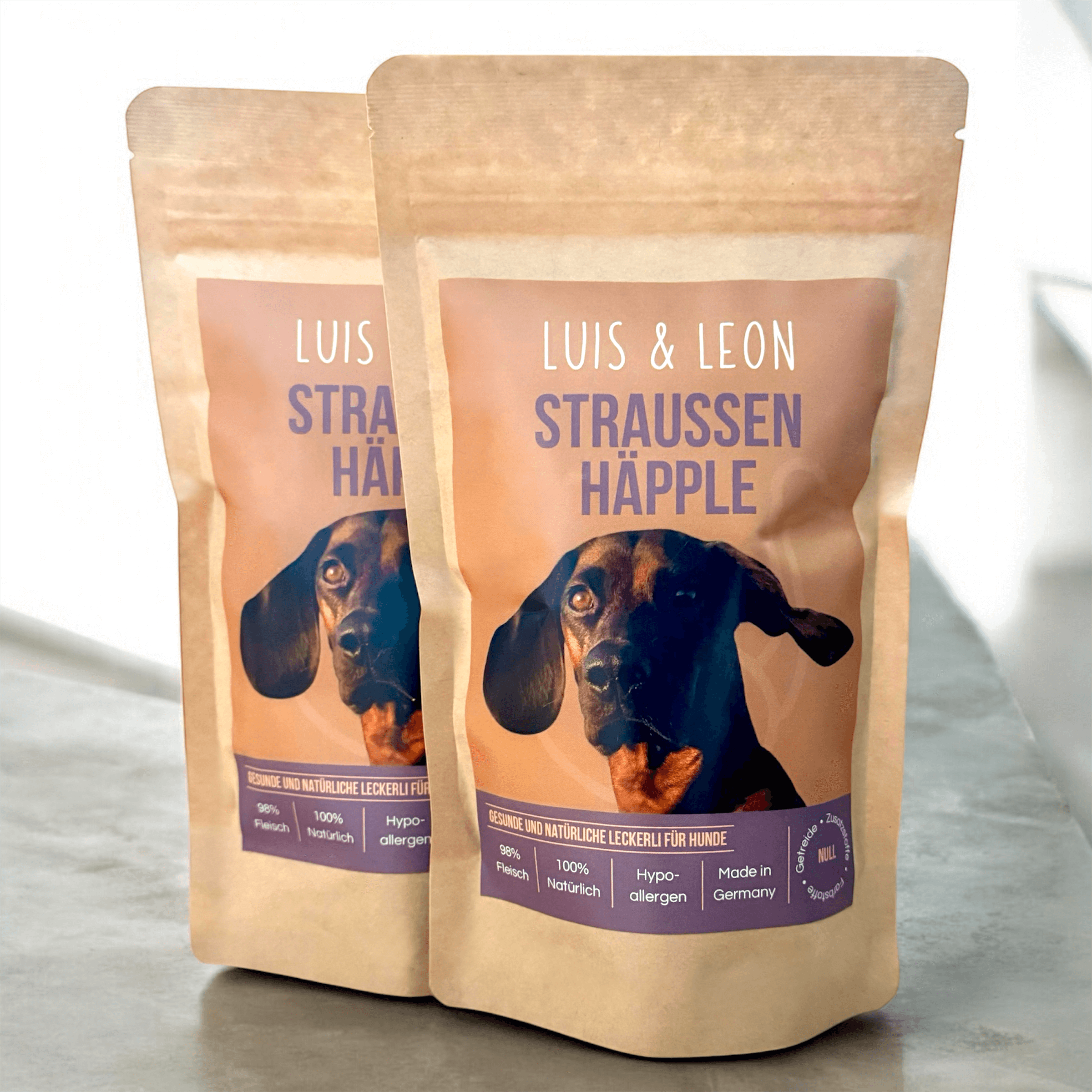 LUIS & LEON Straußen Häpple – Große Leckerli, Hypoallergen, 98% Fleisch - LUIS & LEON