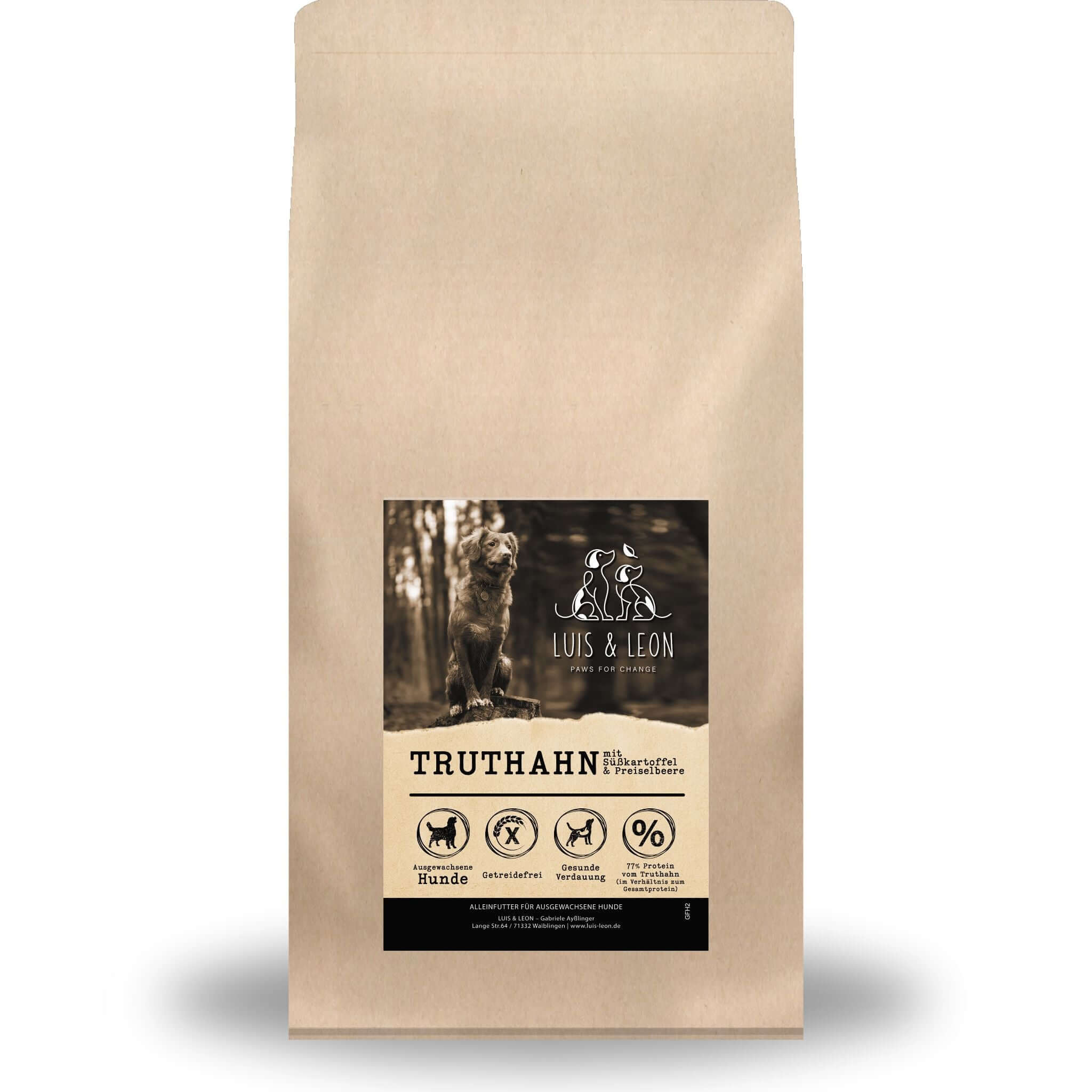 LUIS & LEON Truthahn – Trockenfutter, 50% Fleisch, Getreidefrei, für ausgewachsene Hunde - LUIS & LEON