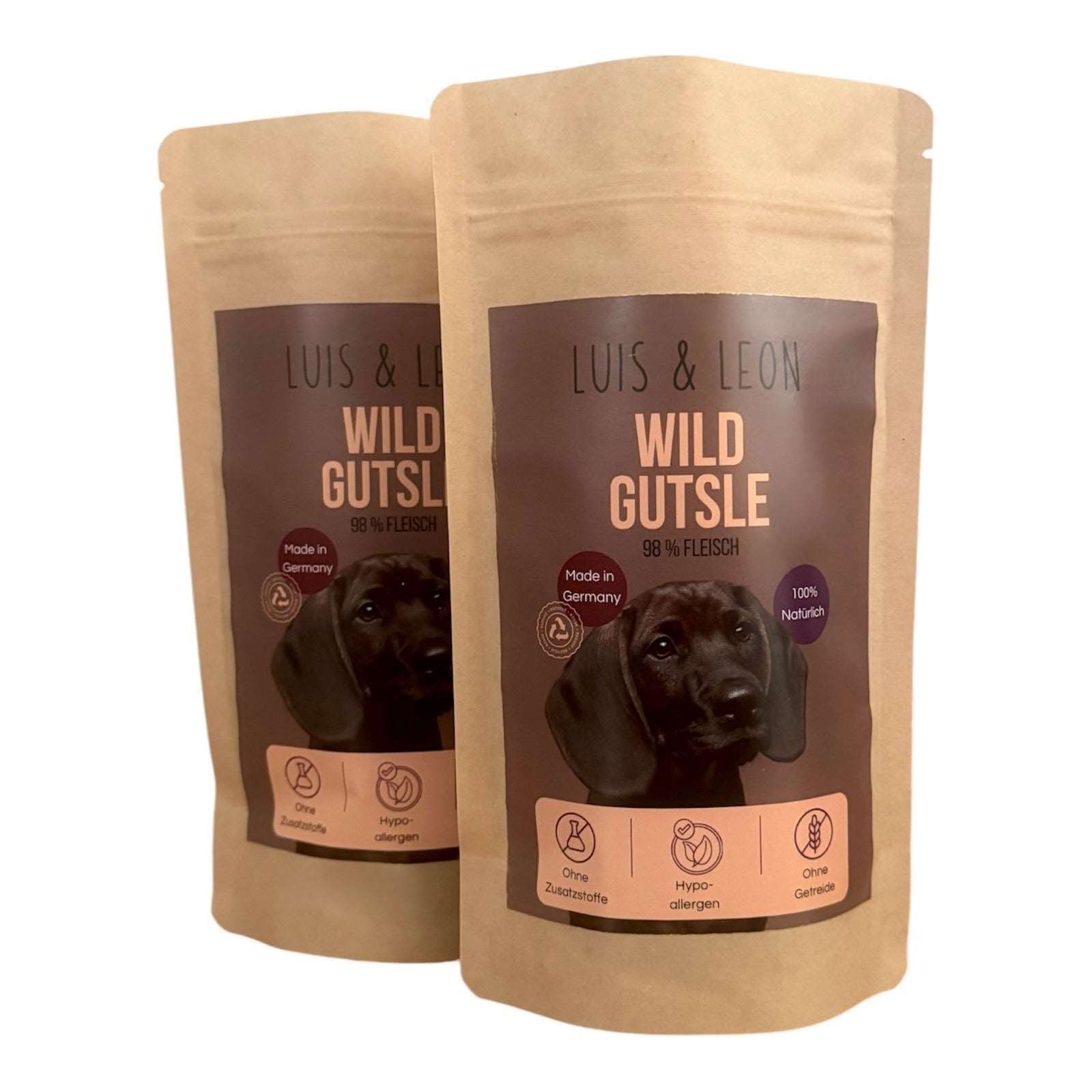 LUIS & LEON Wild Gutsle – Knackige Wild - Hundeleckerli, 98% Fleisch - LUIS & LEON