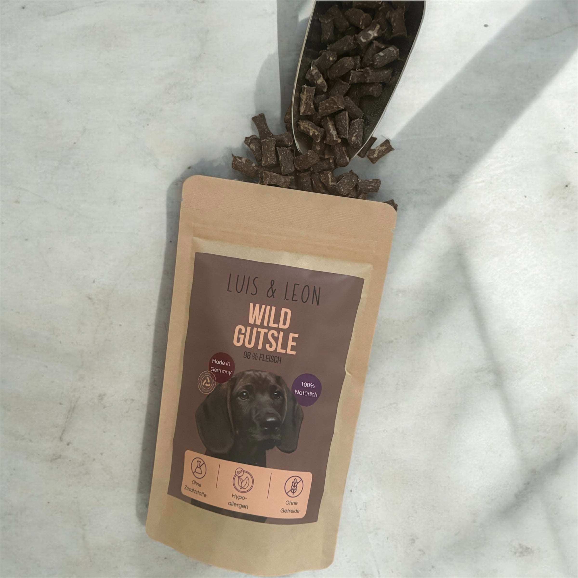 LUIS & LEON Wild Gutsle – Knackige Wild - Hundeleckerli, 98% Fleisch - LUIS & LEON