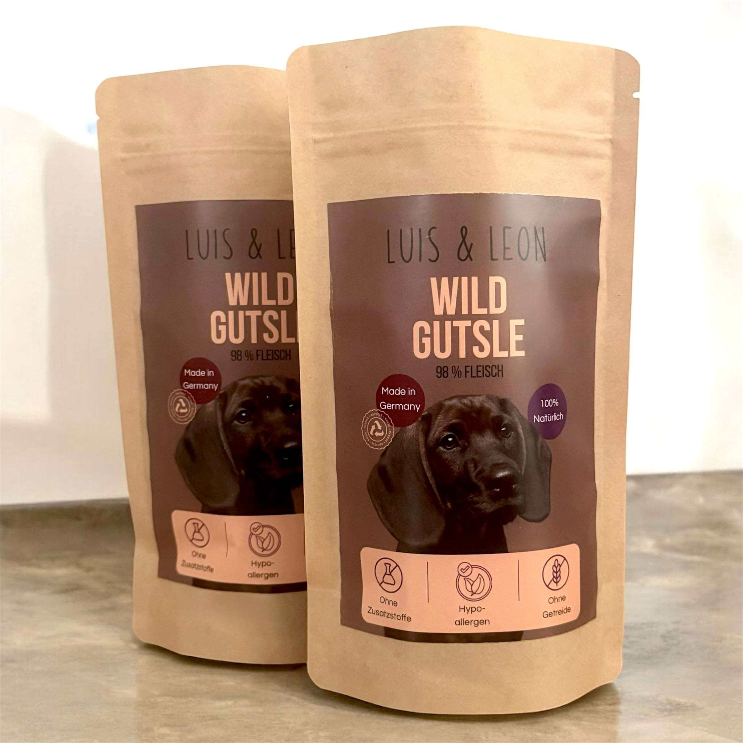 LUIS & LEON Wild Gutsle – Knackige Wild - Hundeleckerli, 98% Fleisch - LUIS & LEON