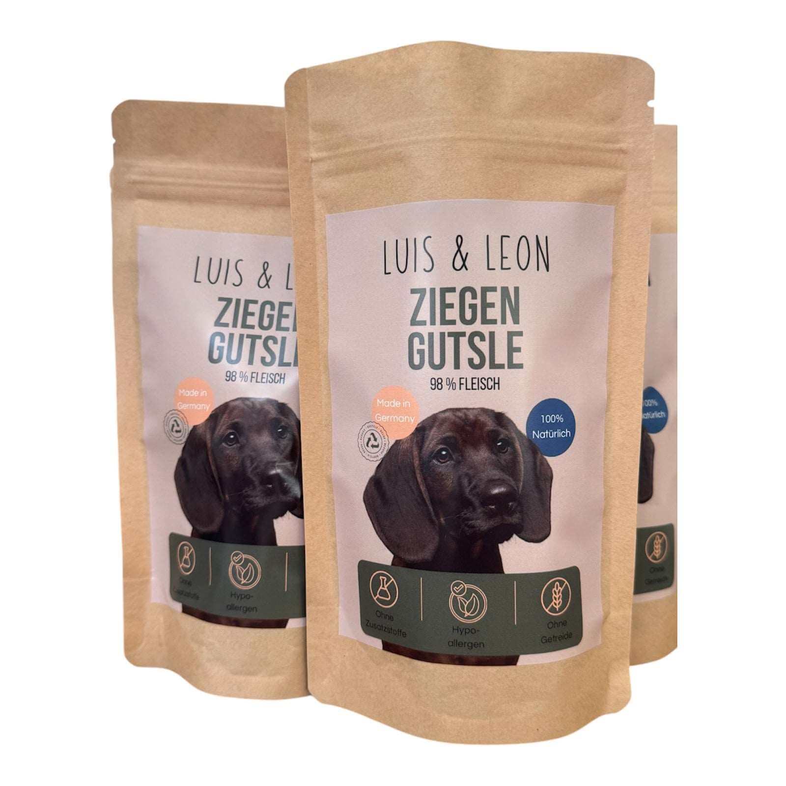 LUIS & LEON Ziegen Gutsle - Hypoallergene Hundeleckerli, 98% Fleisch - LUIS & LEON