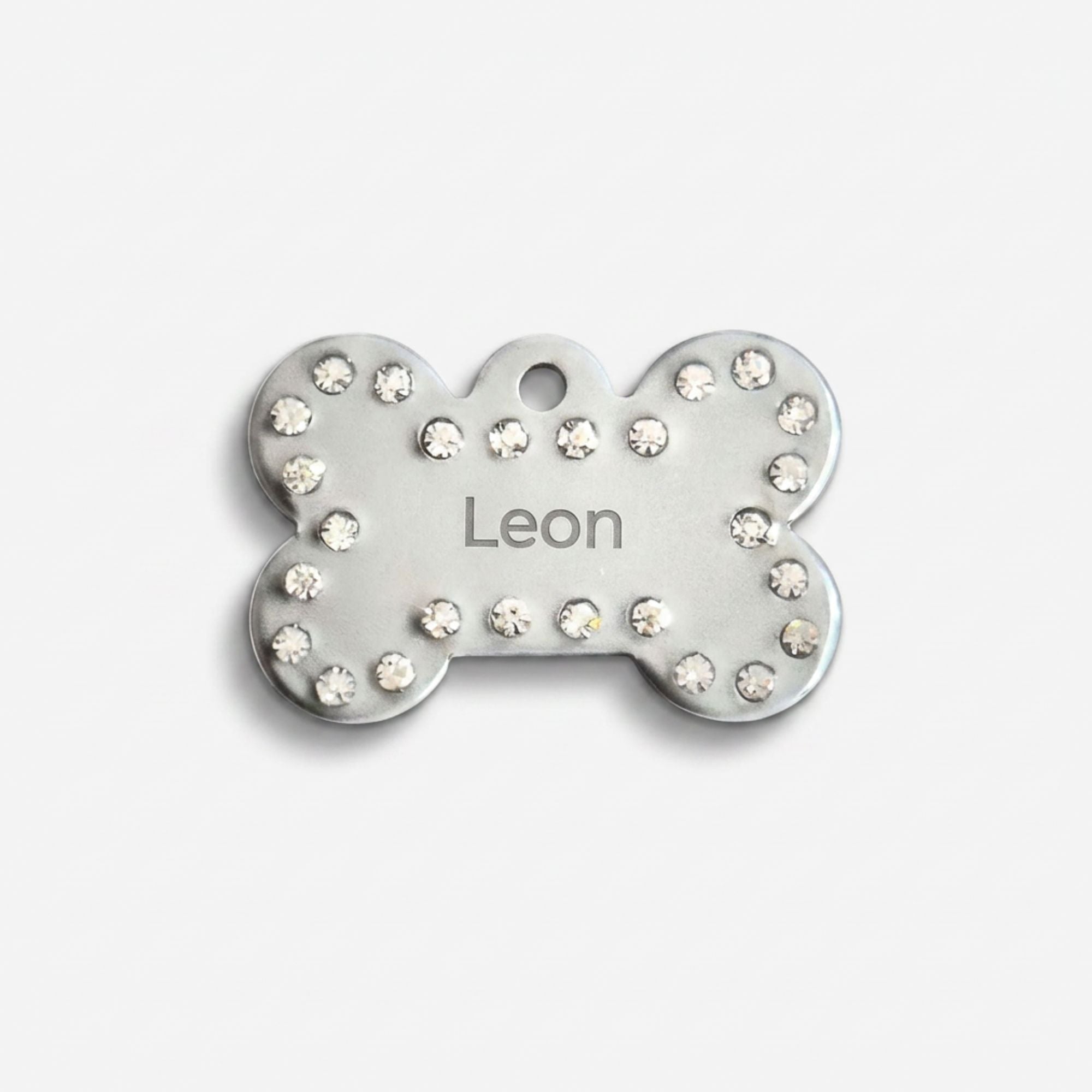 Personalisierte Hundemarke Aluminium Knochen – Strass - LUIS & LEON