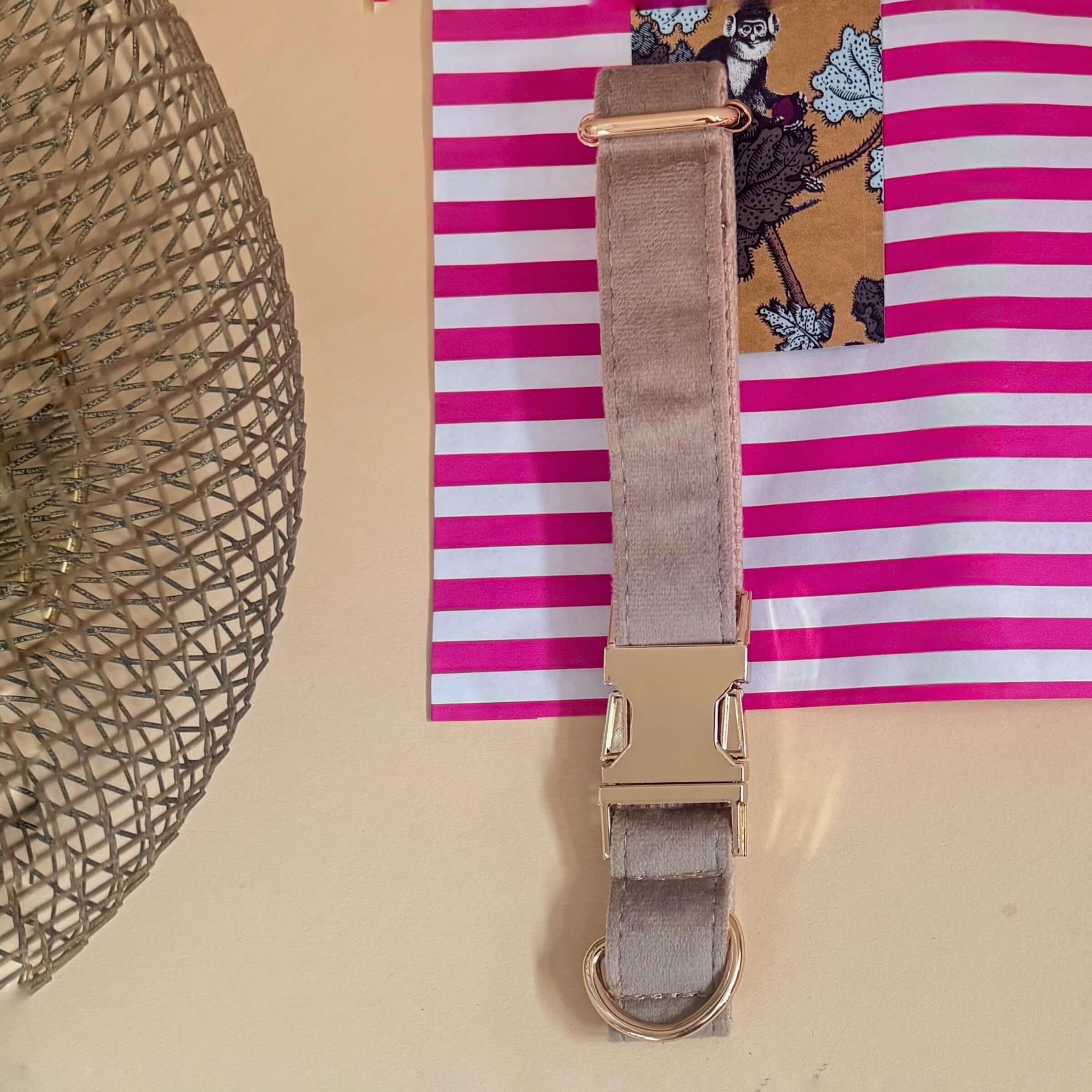 Personalisiertes Hundehalsband mit Name – Samt & Gold | LUIS & LEON - LUIS & LEON