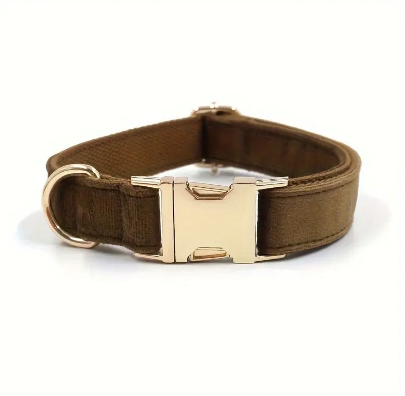 Personalisiertes Hundehalsband mit Name – Samt & Gold | LUIS & LEON - LUIS & LEON