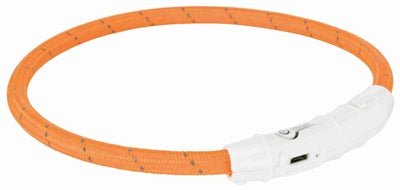 Trixie Flash Leuchtring USB - Leuchthalsband 5 Stunden Licht. Orange, Grün & Pink. - LUIS & LEON