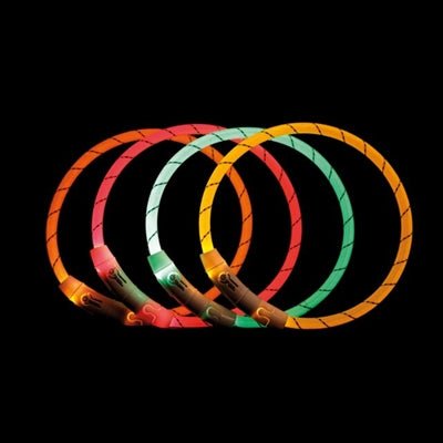Trixie Flash Leuchtring USB - Leuchthalsband 5 Stunden Licht. Orange, Grün & Pink. - LUIS & LEON