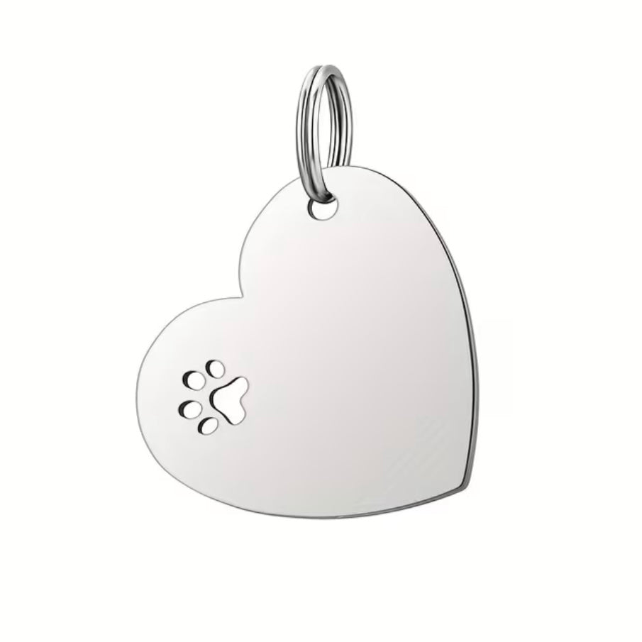LUIS & LEON Hundemarke Herz aus Edelstahl mit Pfote
