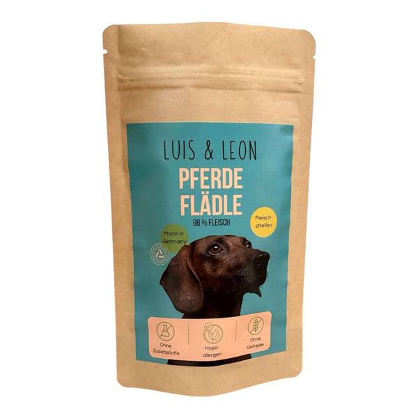 LUIS & LEON Pferde Flädle: Pferde-Fleischstreifen für deinen Hund! 98% Fleisch