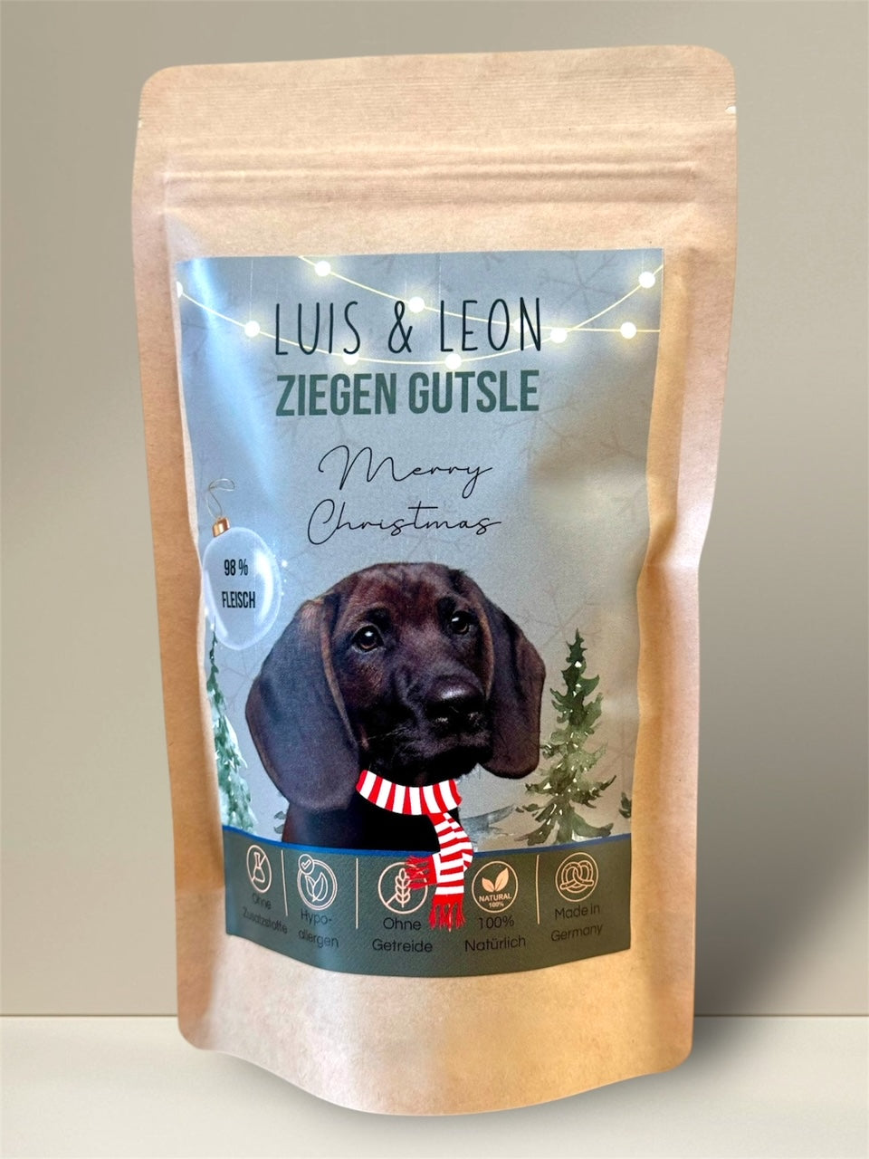 LUIS & LEON Ziegen Gutsle - Weihnachtliche Hundeleckerli 98% Fleisch