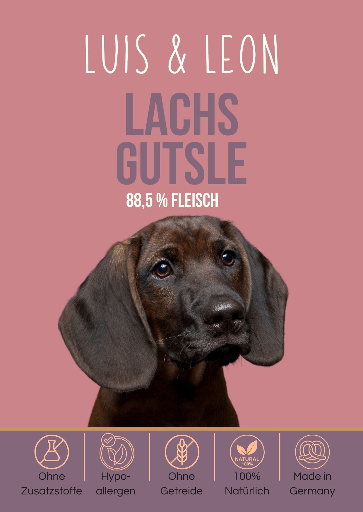 LUIS & LEON Lachs Gutsle - Hundeleckerli, ohne Getreide, 88% Fleischanteil