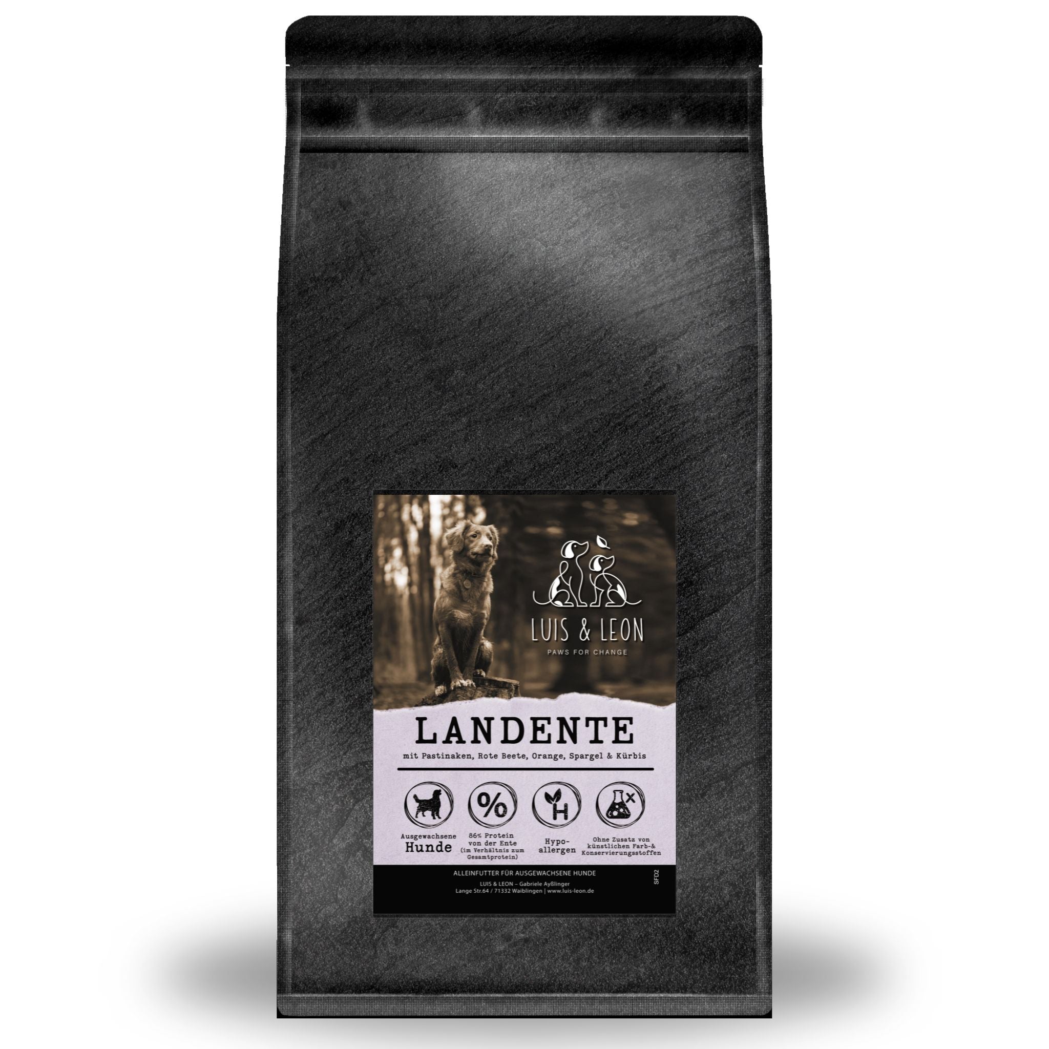 LUIS & LEON Landente - Trockenfutter, 65 % Fleisch, Getreidefrei