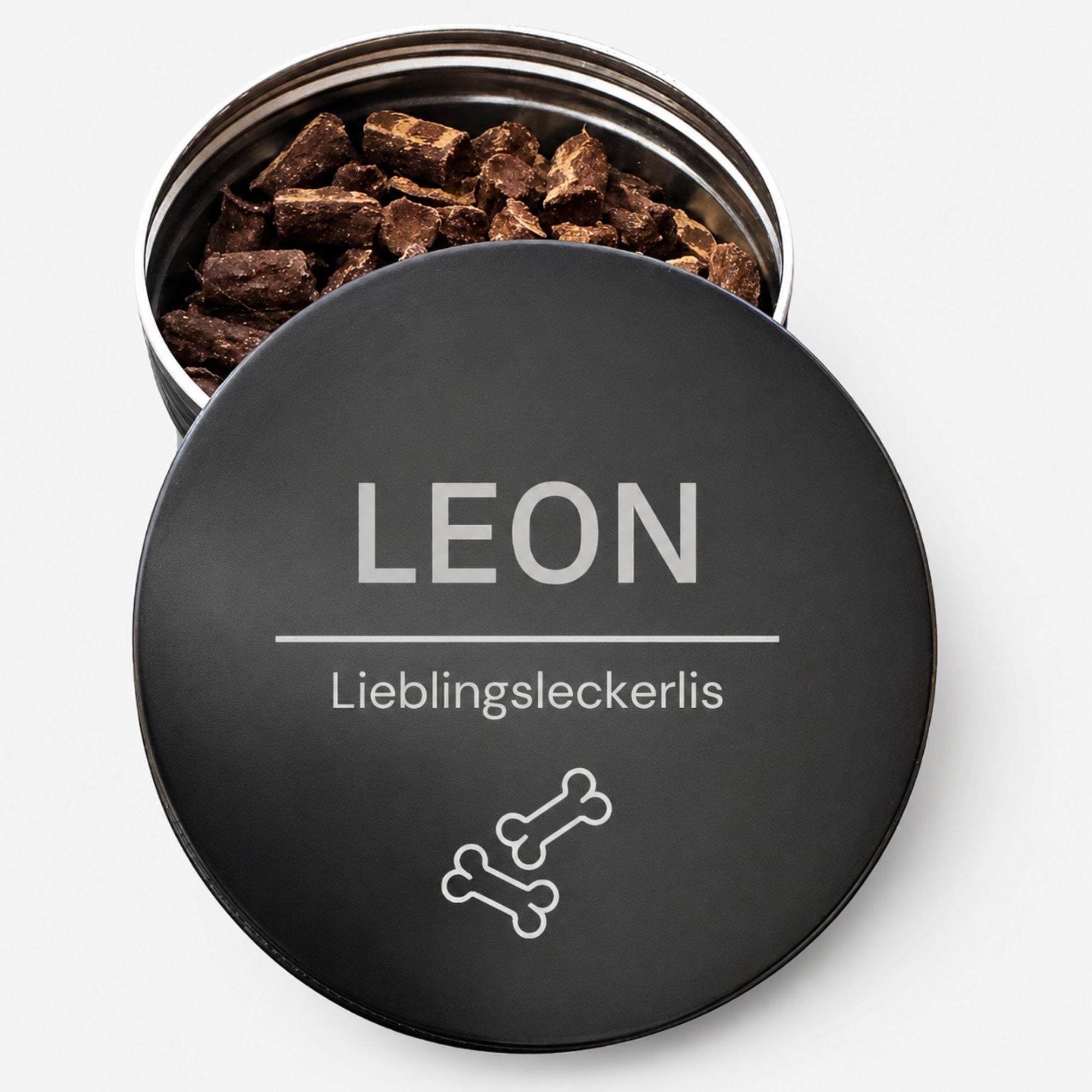 LUIS & LEON Personalisierte Leckerlidose für Hunde mit Gravur – Design Pure